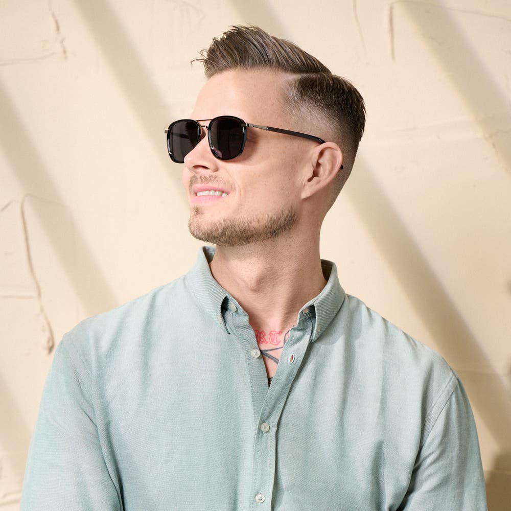 hover: Black Double-Bridge Polarized Sunglasses hover: Black Double-Bridge Polarized Sunglasses