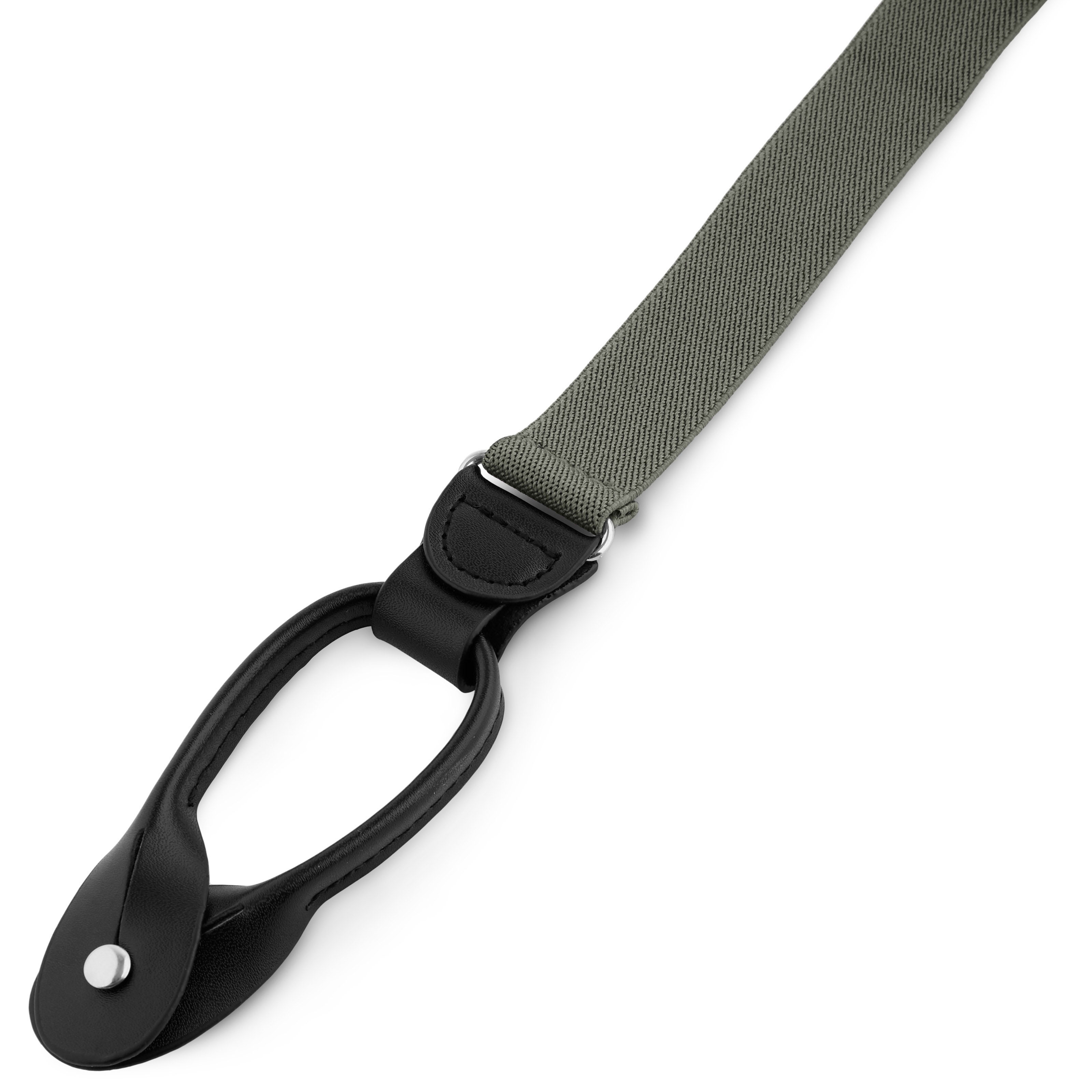 Slim Charcoal Split Button Braces - 3