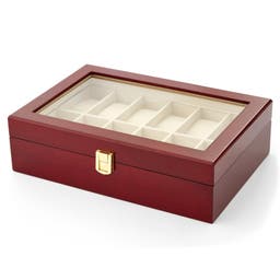 Caja de madera roja para 12 relojes