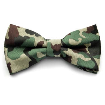 Army Green & Chocolate Camouflage Cotton Pre-Tied Bow Tie Army Green & Chocolate Camouflage Cotton Pre-Tied Bow Tie