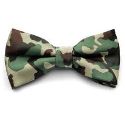 Army Green & Chocolate Camouflage Cotton Pre-Tied Bow Tie