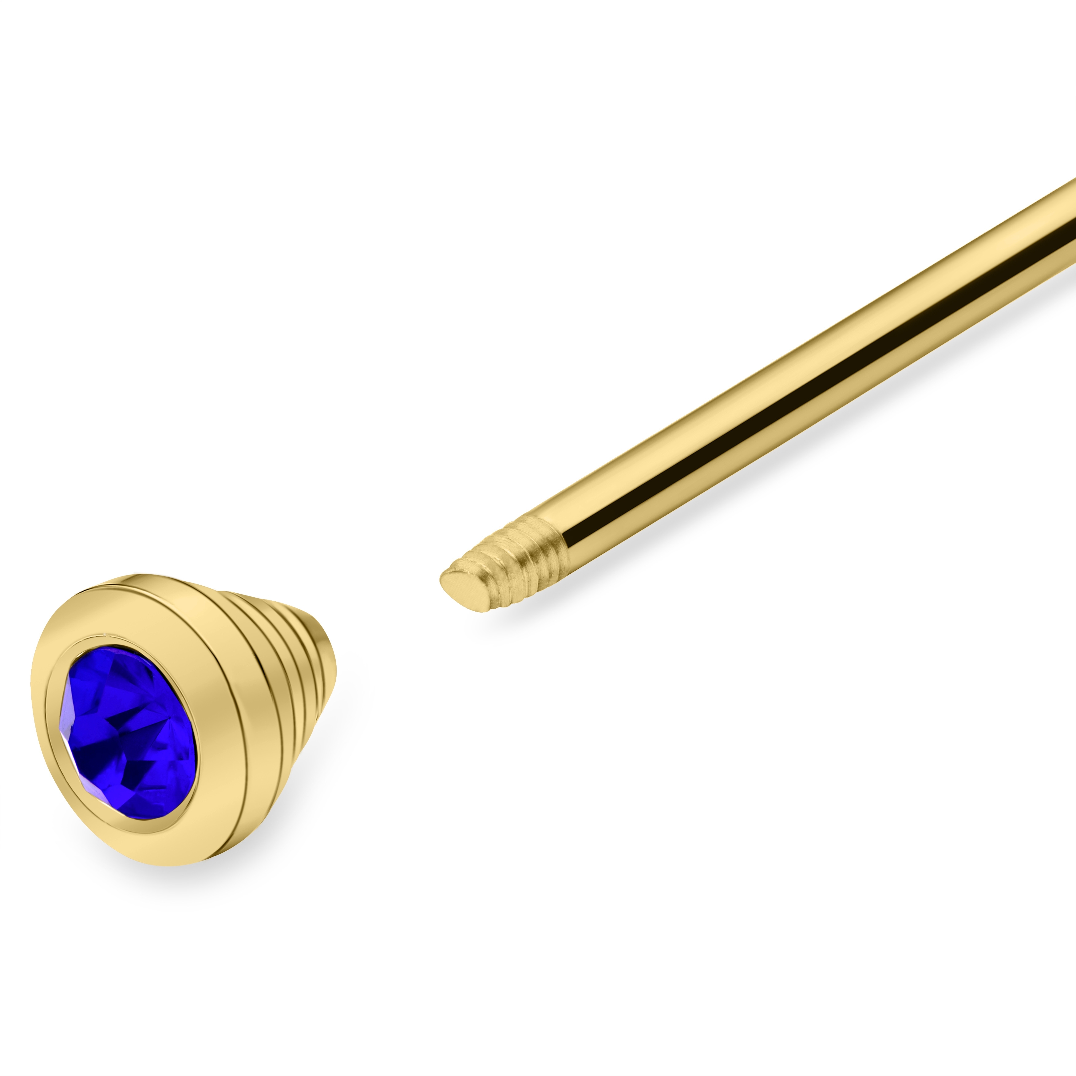 Goldfarbene Kragennadel mit blauem Zirkonia - 2