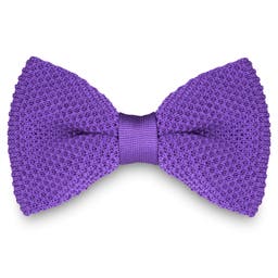 Dark Violet Knitted Pre-Tied Bow Tie
