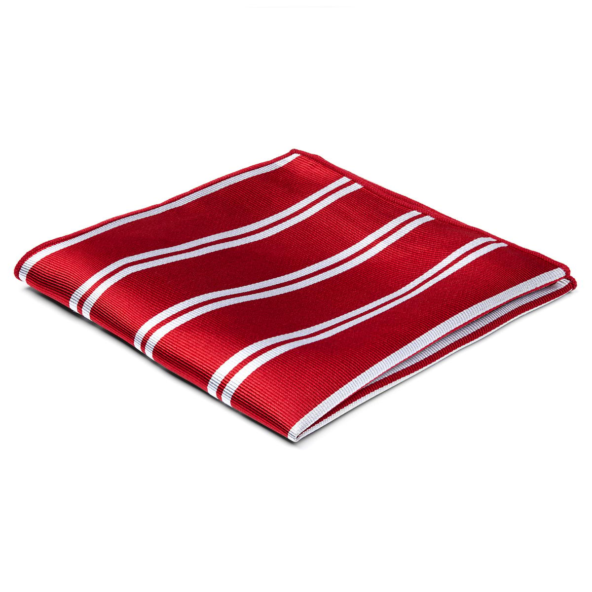 Reg Pock Red & Silver-Tone Striped Silk Pocket Square | In stock! | Trendhim