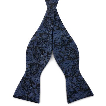 NAVY & LIGHT BLUE PAISLEY Pattern Silk Self-Tie Bow tie NAVY & LIGHT BLUE PAISLEY Pattern Silk Self-Tie Bow tie