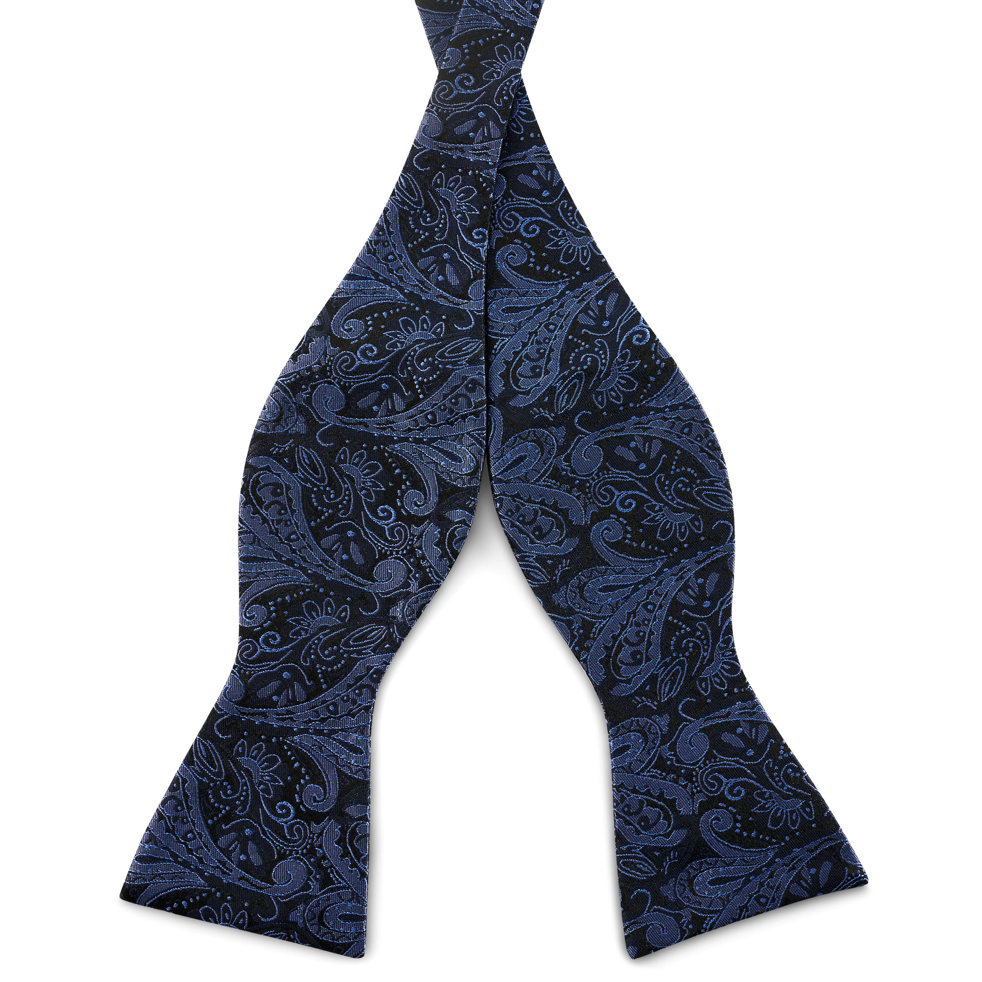 NAVY & LIGHT BLUE PAISLEY Pattern Silk Self-Tie Bow tie NAVY & LIGHT BLUE PAISLEY Pattern Silk Self-Tie Bow tie