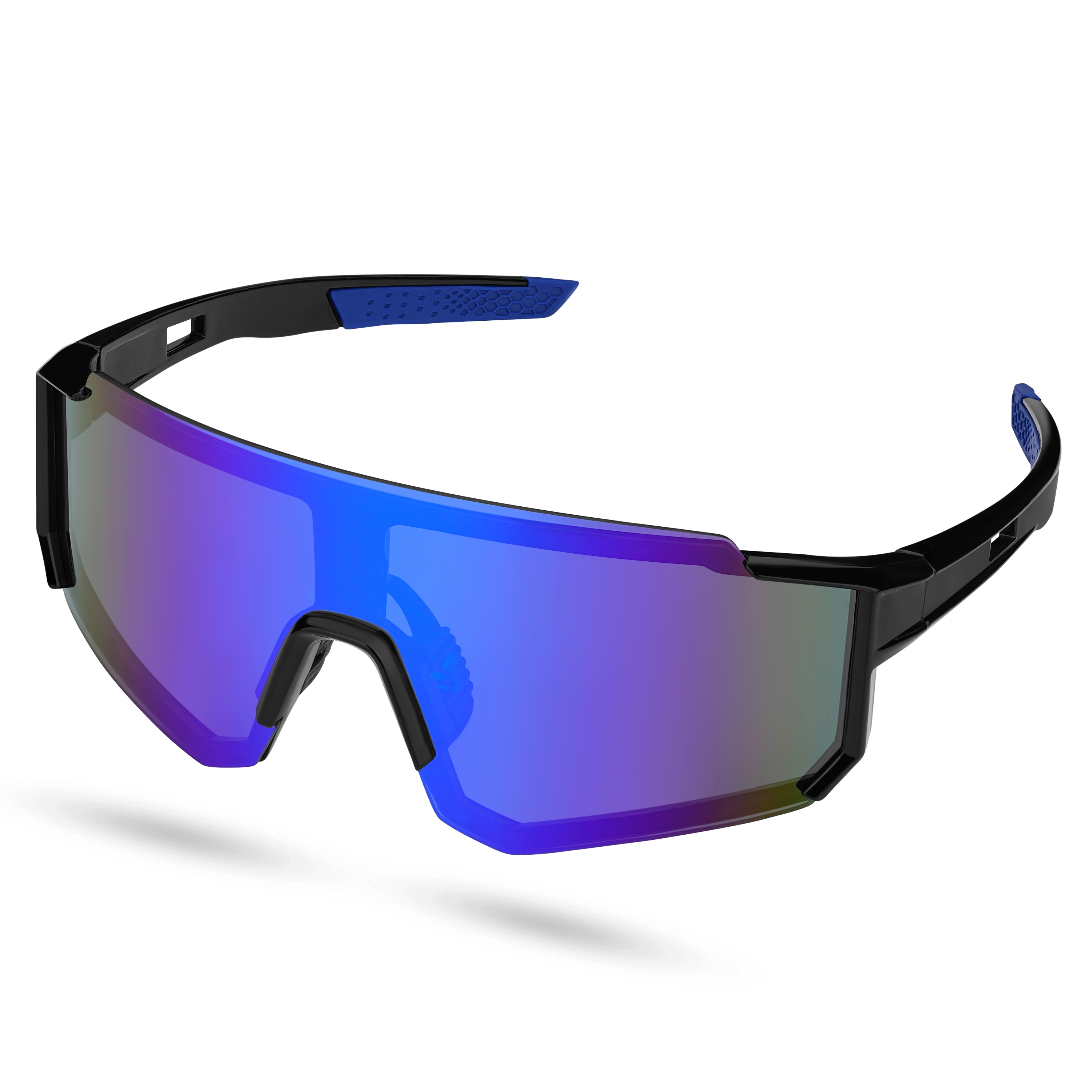 Black & Blue Wraparound Sports Sunglasses - 2