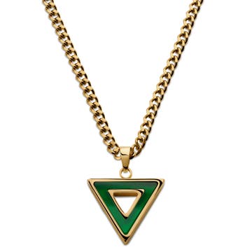 Cruz | Gold-Tone Green Agate Triangle Necklace Cruz | Gold-Tone Green Agate Triangle Necklace
