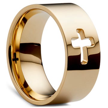 Gravel | 10 mm Gold-Tone Cross Symbol Ring