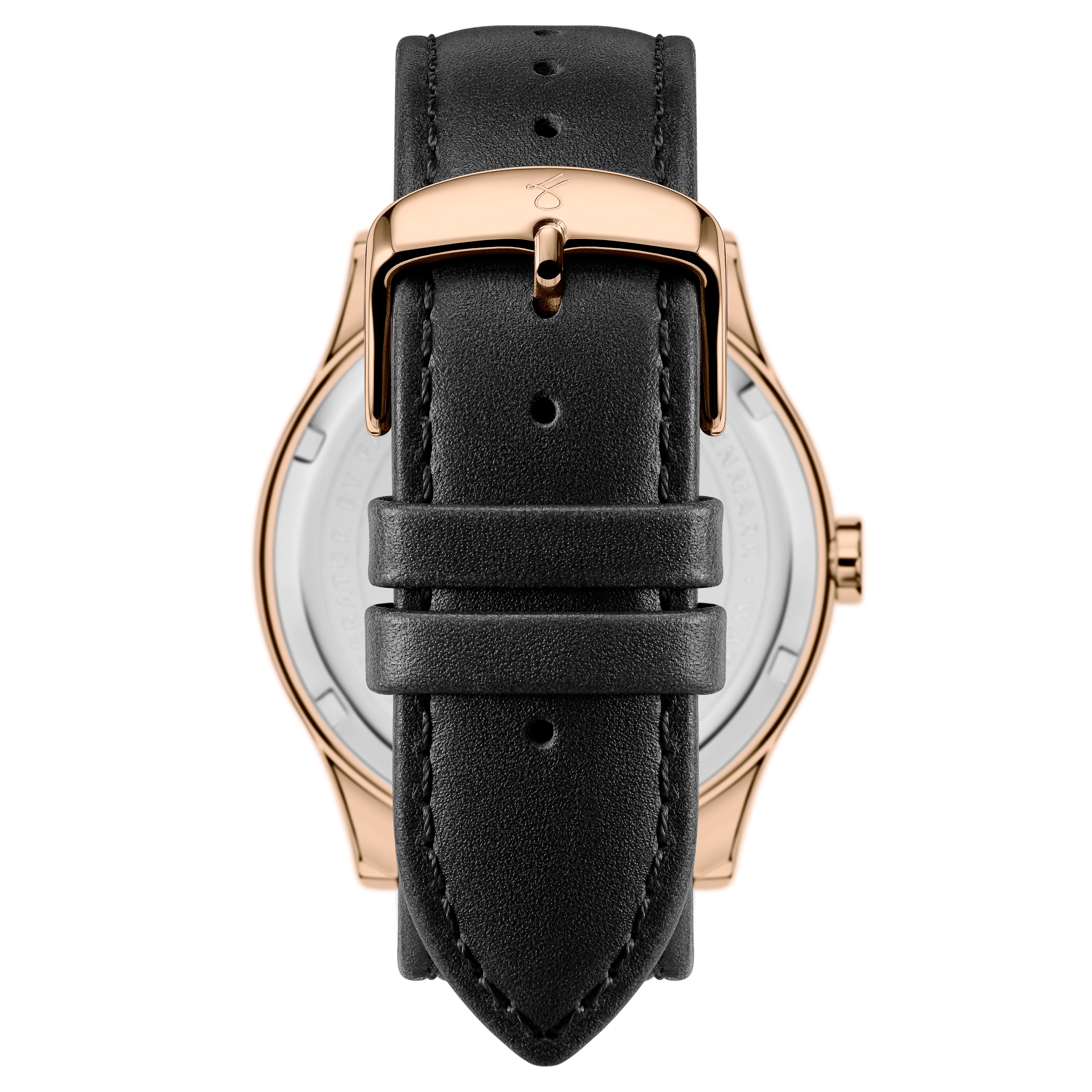 Imperator | Rosegullfarget Månefaseklokke av Rustfritt Stål med Sort Urskive - 5