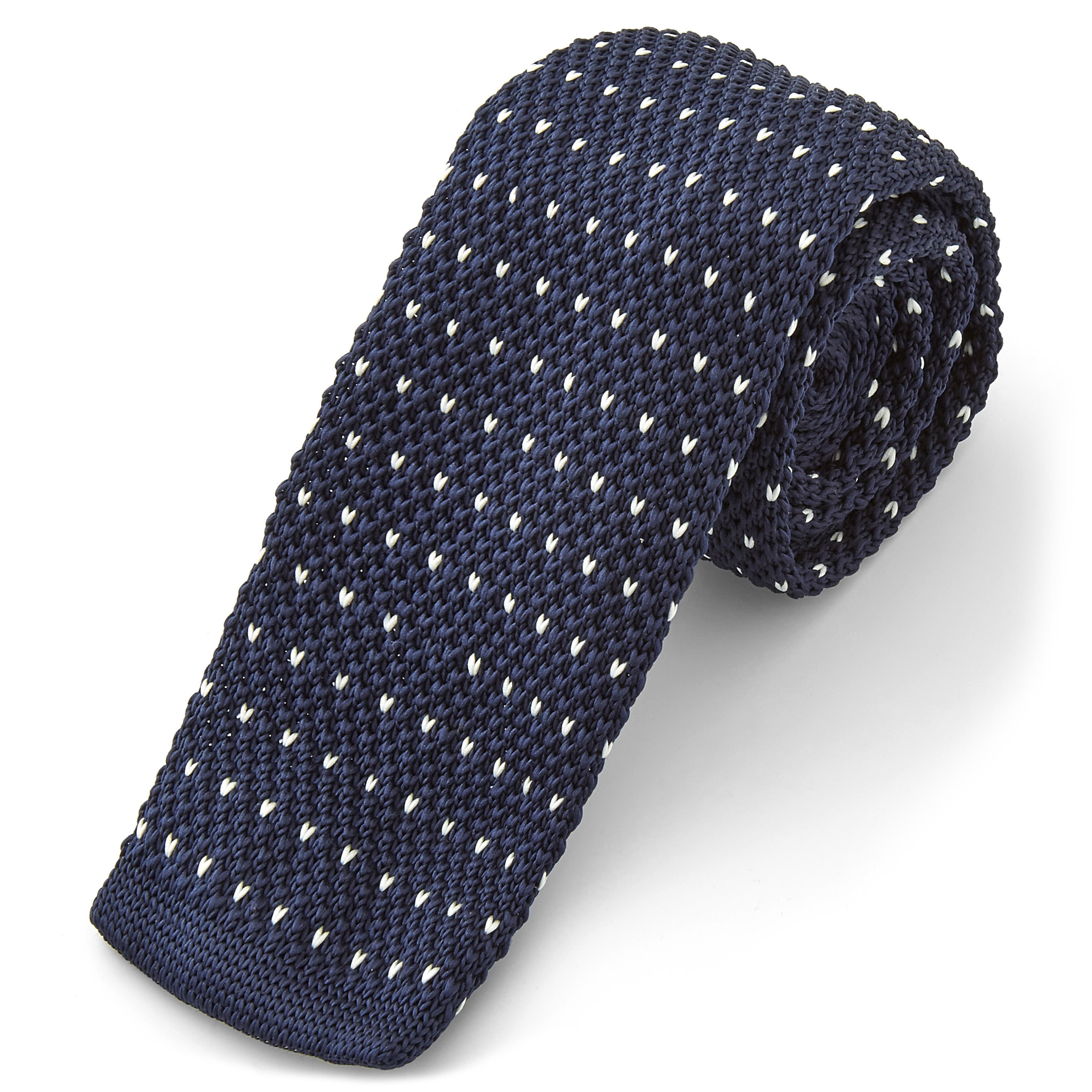 Pletená kravata s bílými puntíky