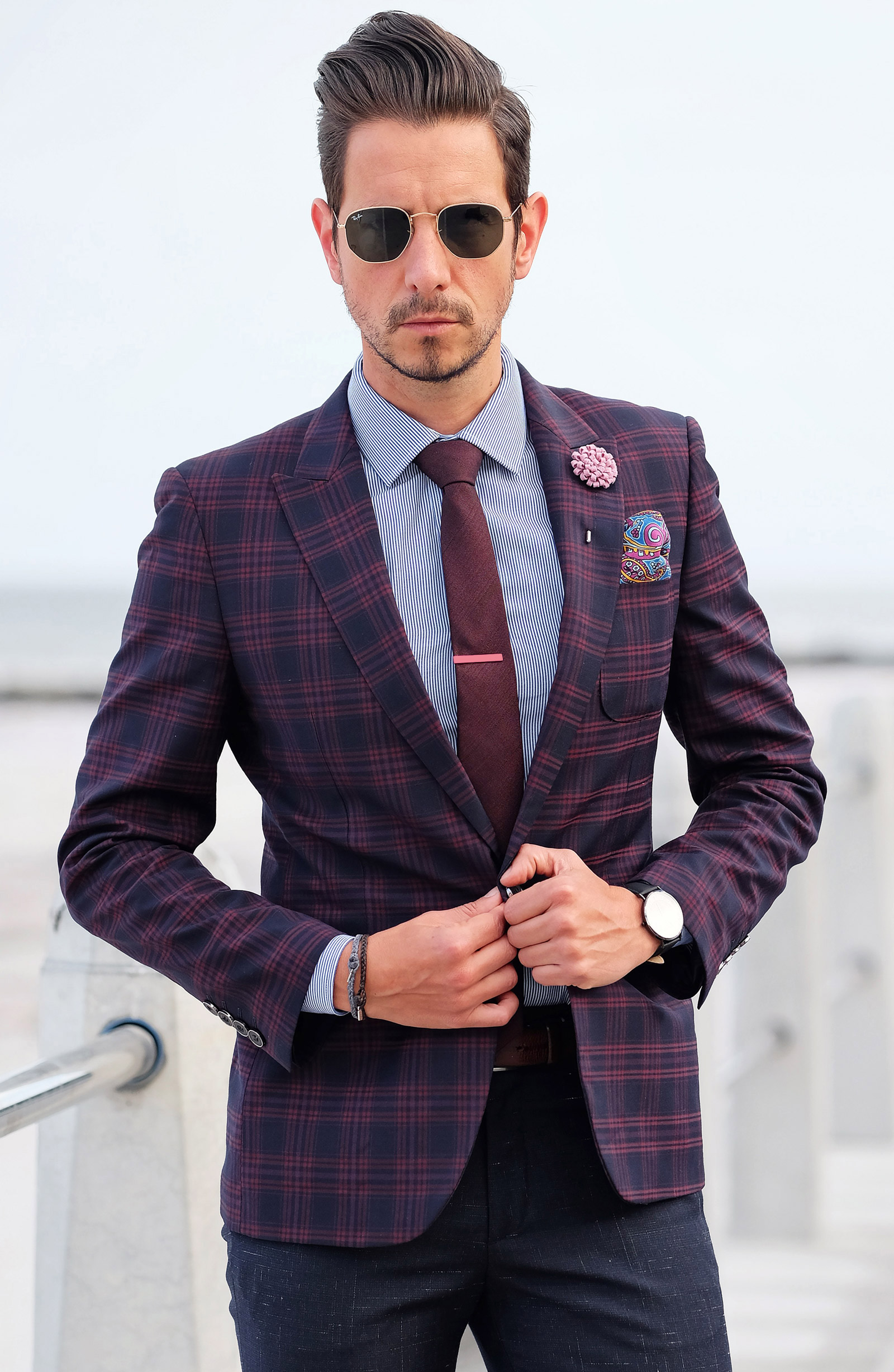 Brunt Mønstret Slips - 4