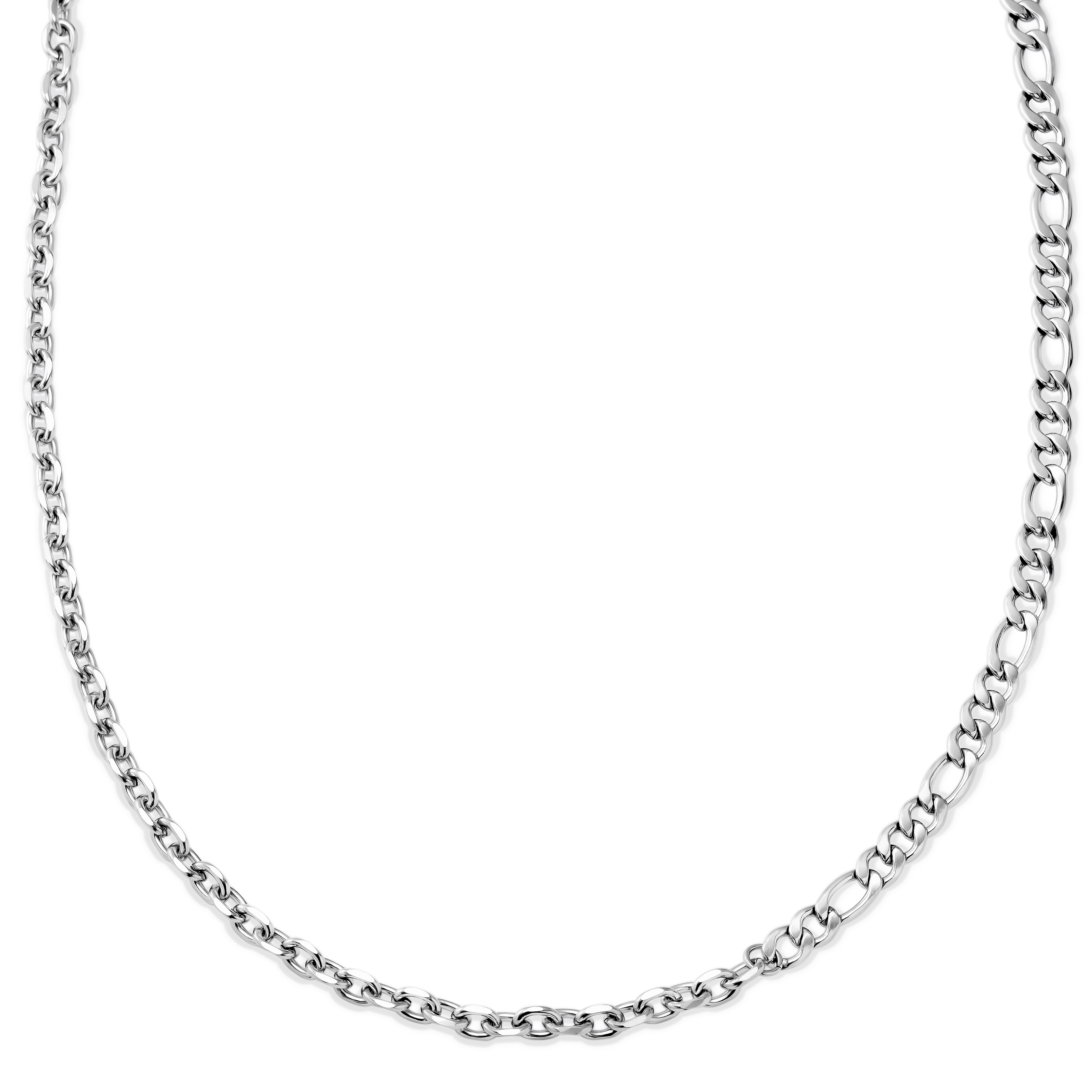 New Classics | Ezüst tónusú rozsdamentes acél dupla láncszemes anker és Figaro lánc nyaklánc 6 mm