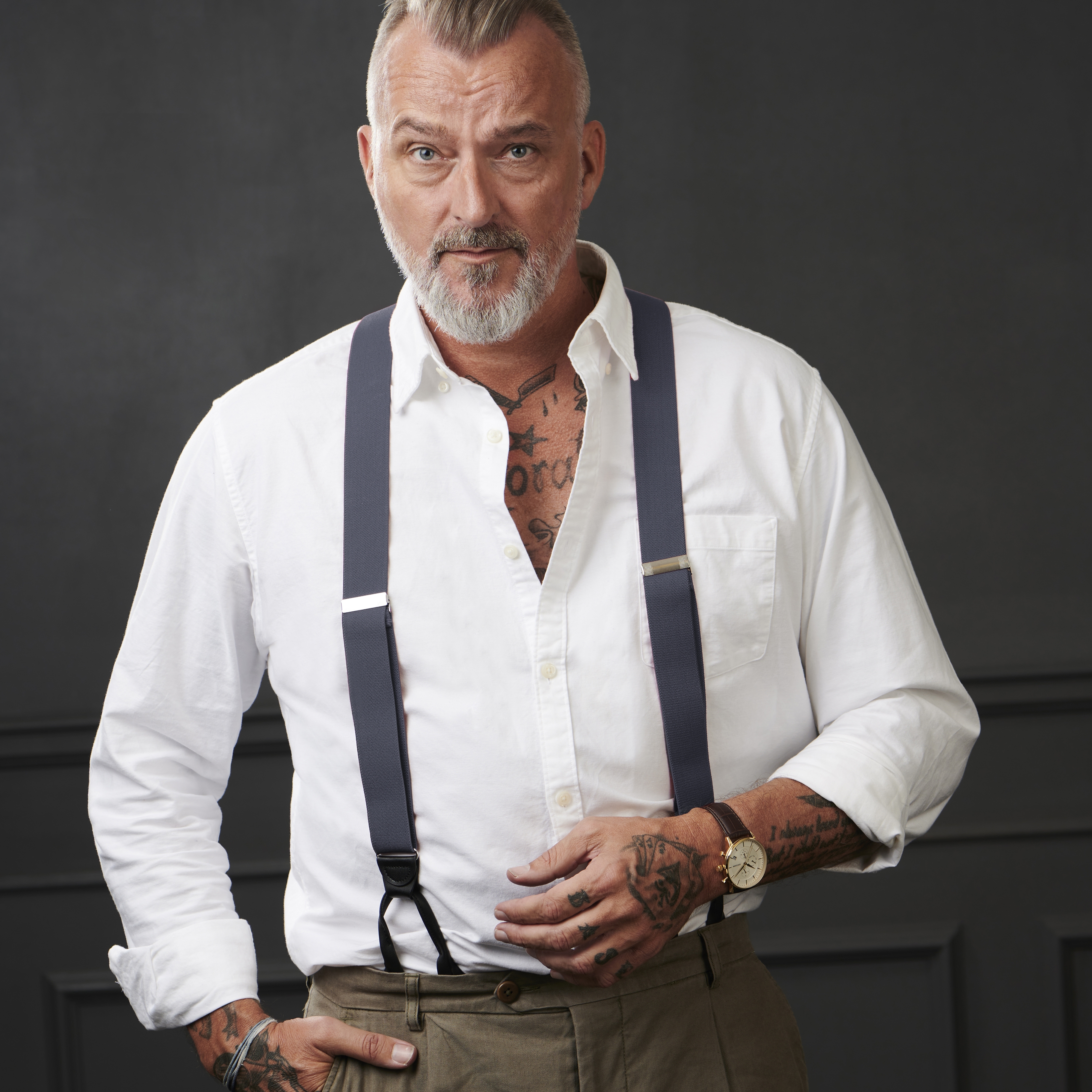 Bretelles larges à boutons - couleur gris anthracite  - 6