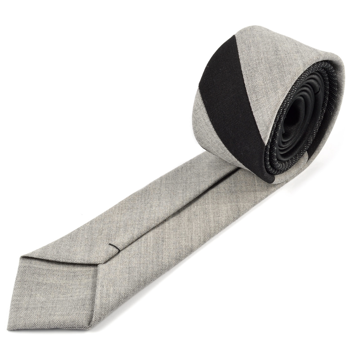 Grey & Black Design Wool Tie - 3