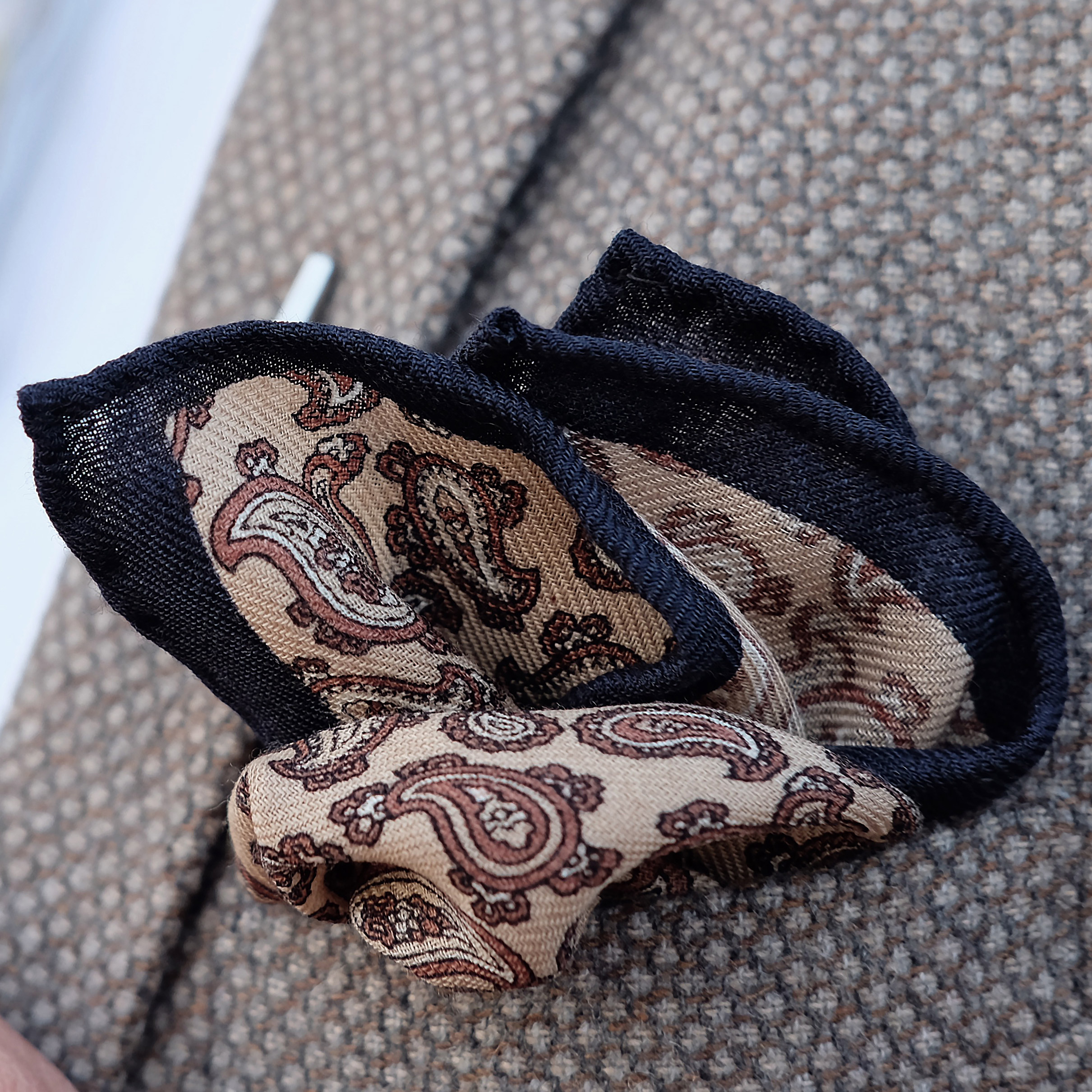 Marineblått og Brunt Ullommetørkle - 3