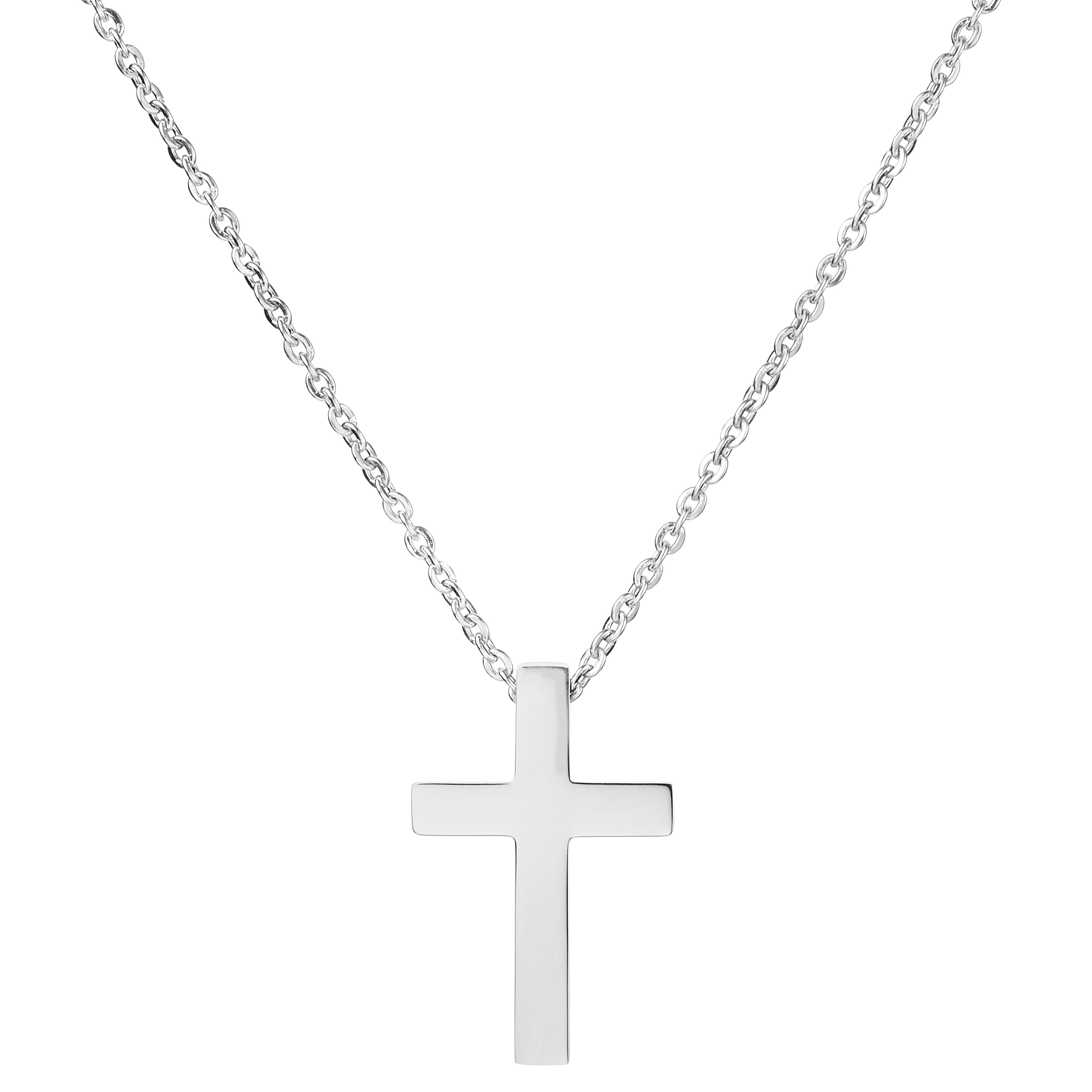 Argentia | 925s | Rhodium-Plated Sterling Silver Cross Pendant Necklace