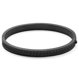 Arie | Black Stainless Steel Rope Texture Bangle Bracelet