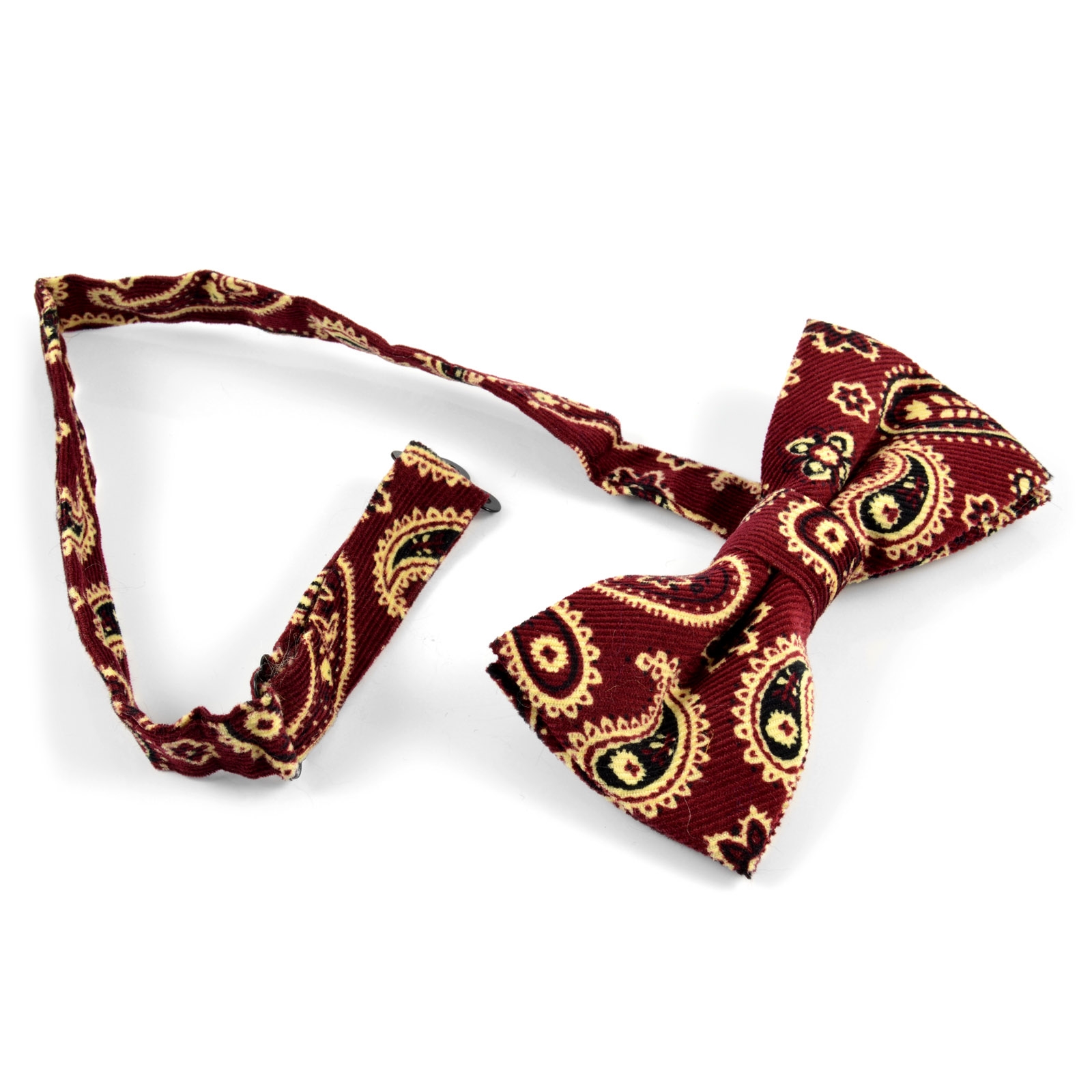 Bordeauxrode Paisley Fluwelen Vlinderdas - 2