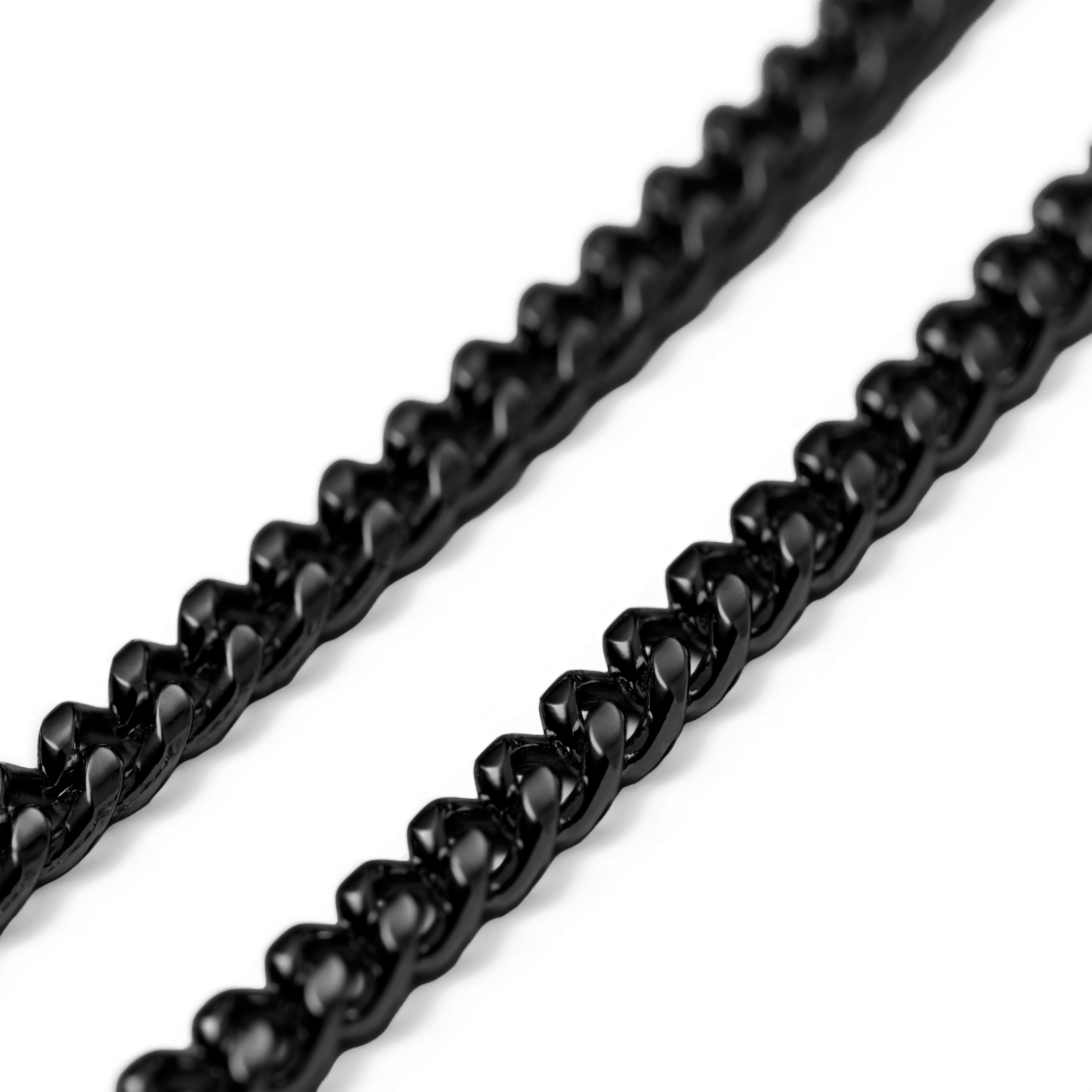 4mm Black Stainless Steel Curb Chain Bracelet - for Men - Lucleon