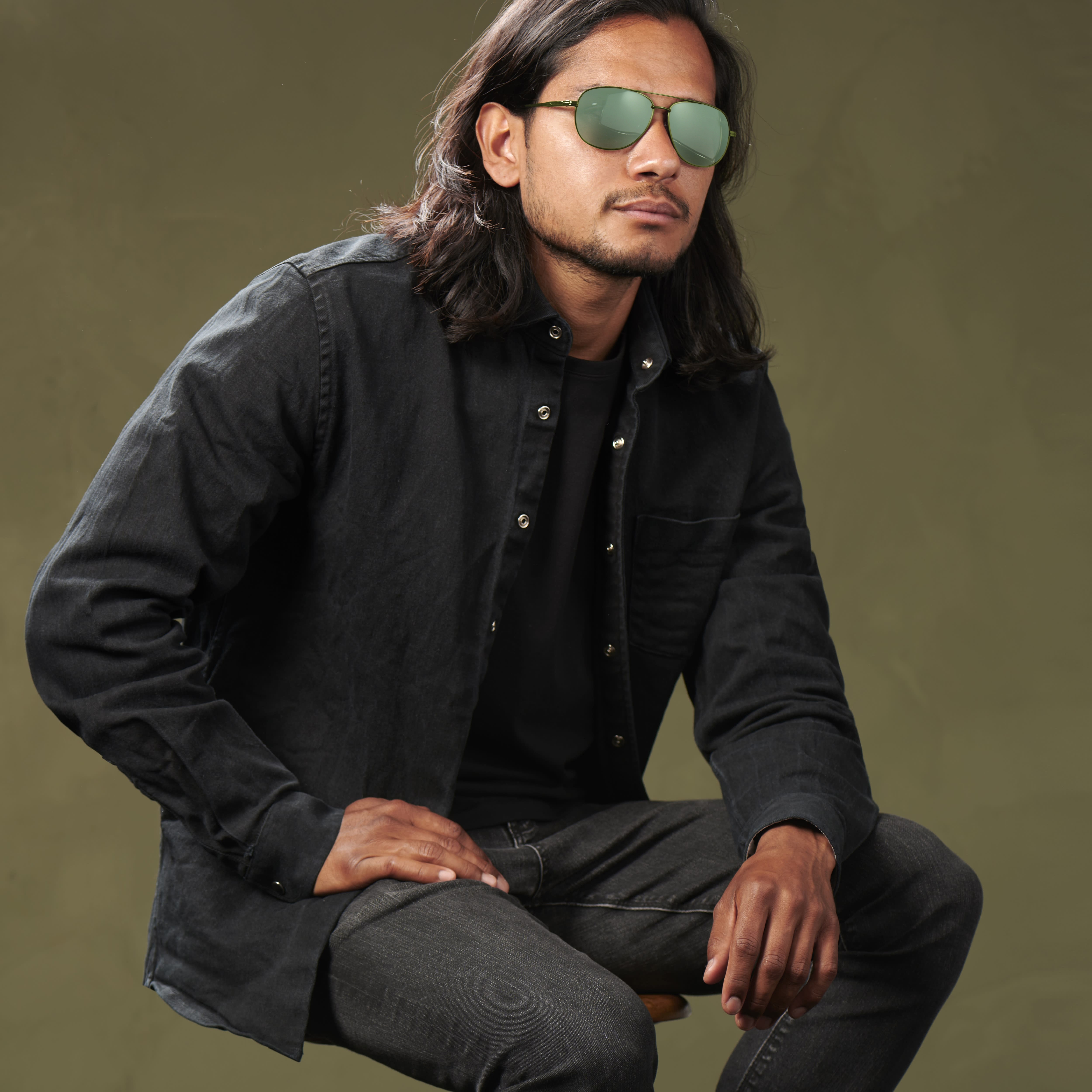 Óculos de Sol Aviator Verdes Azeitona Ambit  - 3