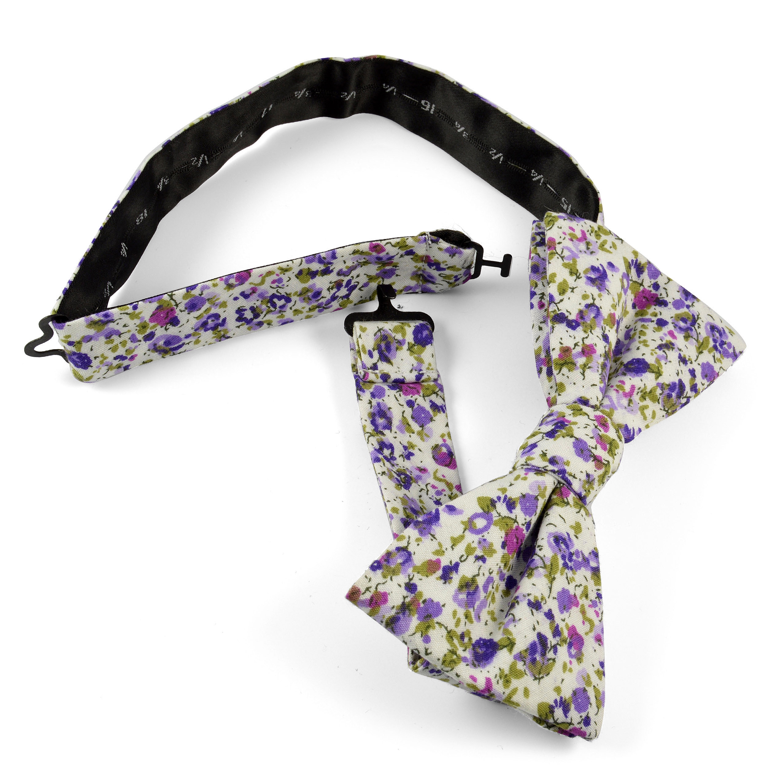 Katoenen Vlinderdas met Paarse Bloemen - 2