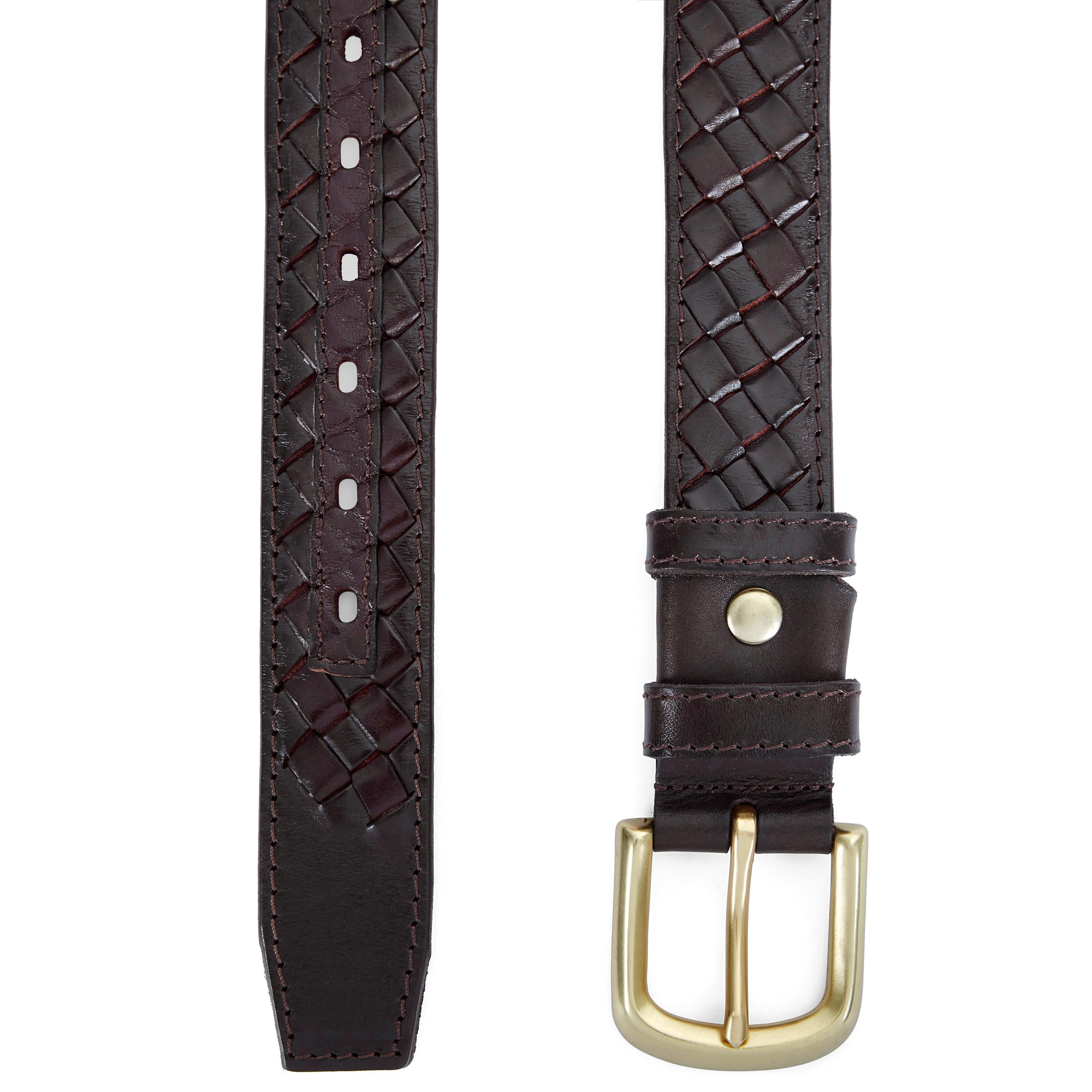 Woven Brown Leather Belt - 2