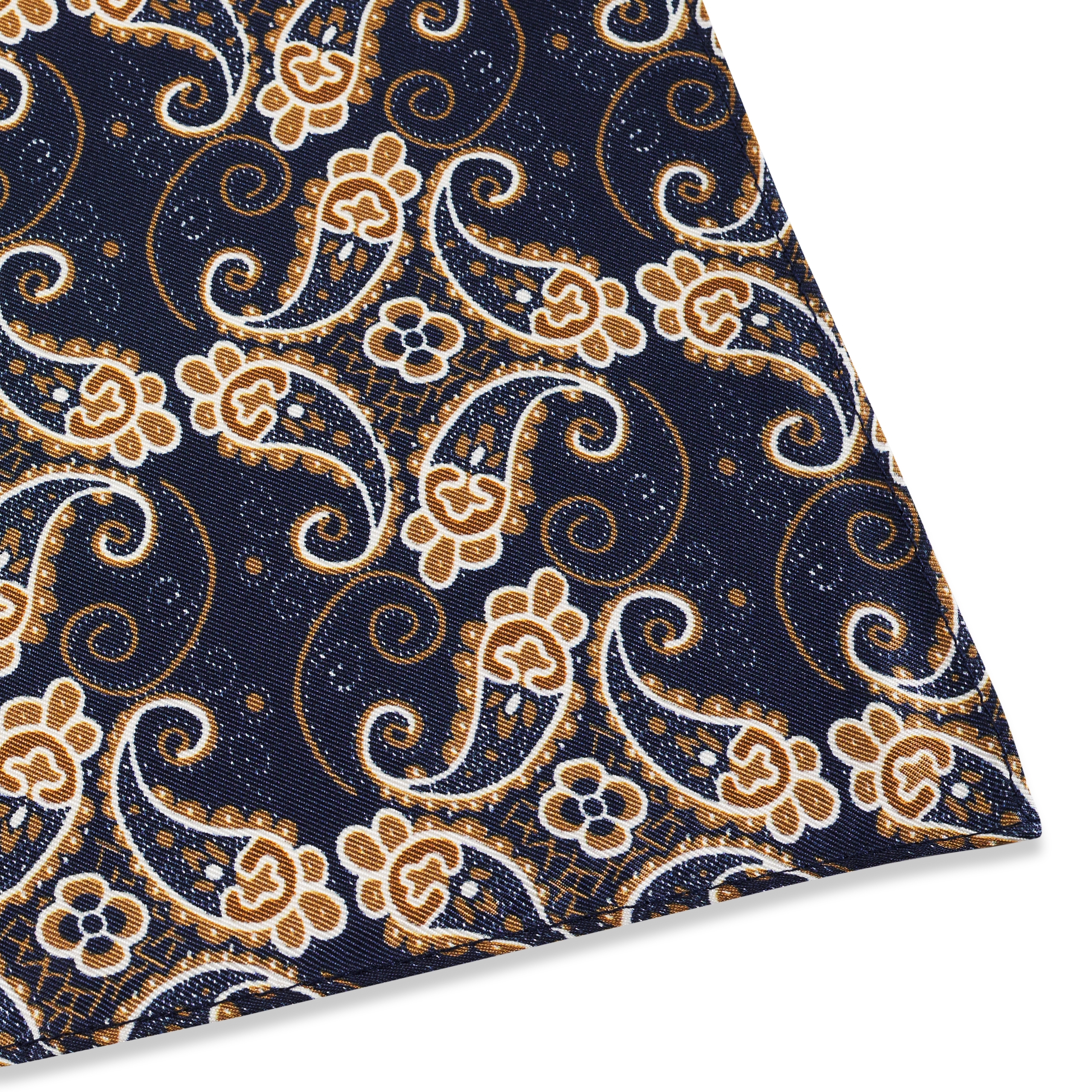 Blue & Gold Paisley Pattern Silk Neckerchief - 4