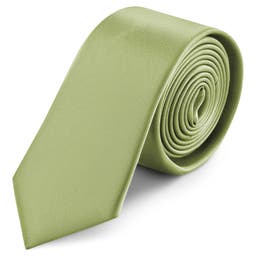 Cravate étroite en satin vert pâle 6 cm