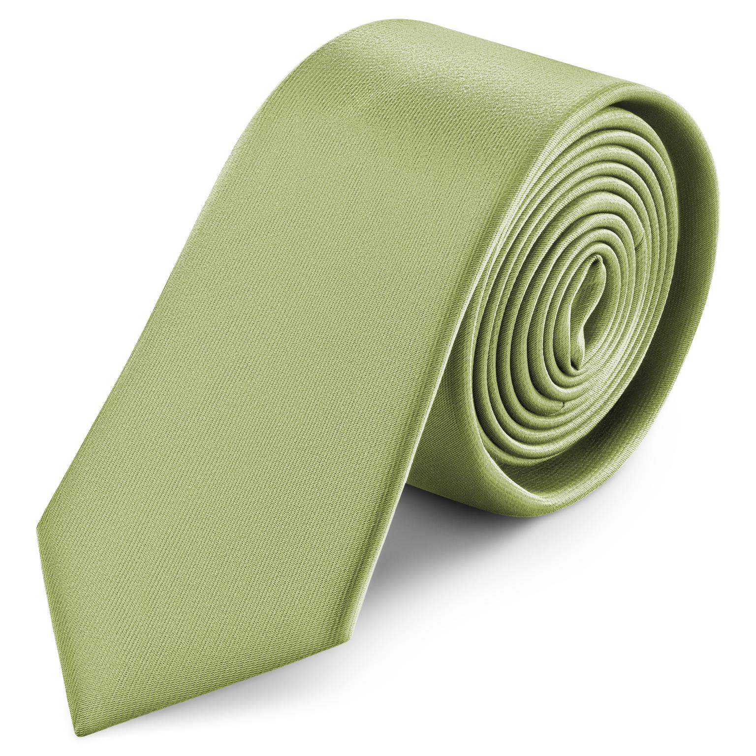 6 cm Ljusgrön Smal Satinslips 6 cm Ljusgrön Smal Satinslips