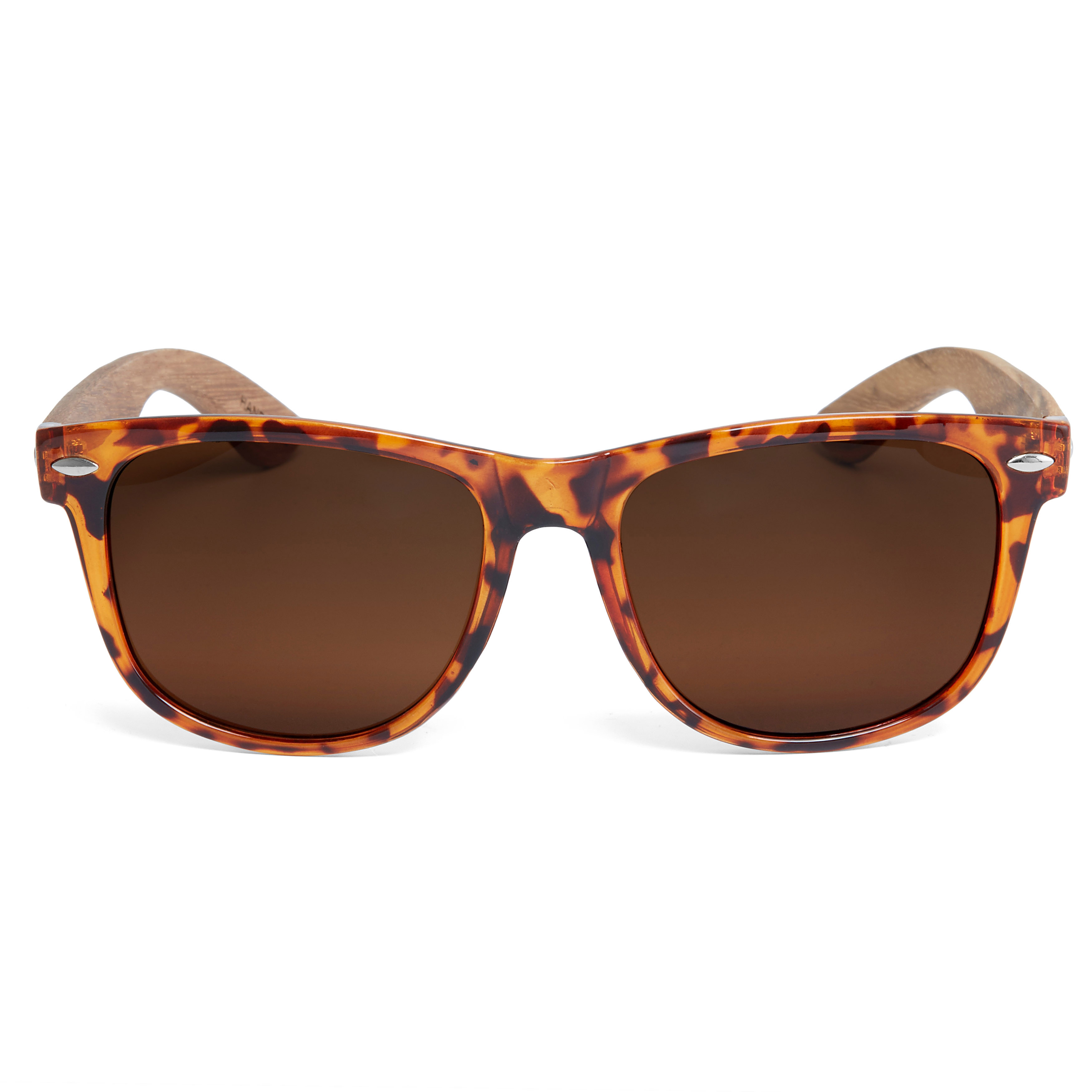 Tortoise Shell & Brown Wooden Sunglasses - for Men - Paul Riley