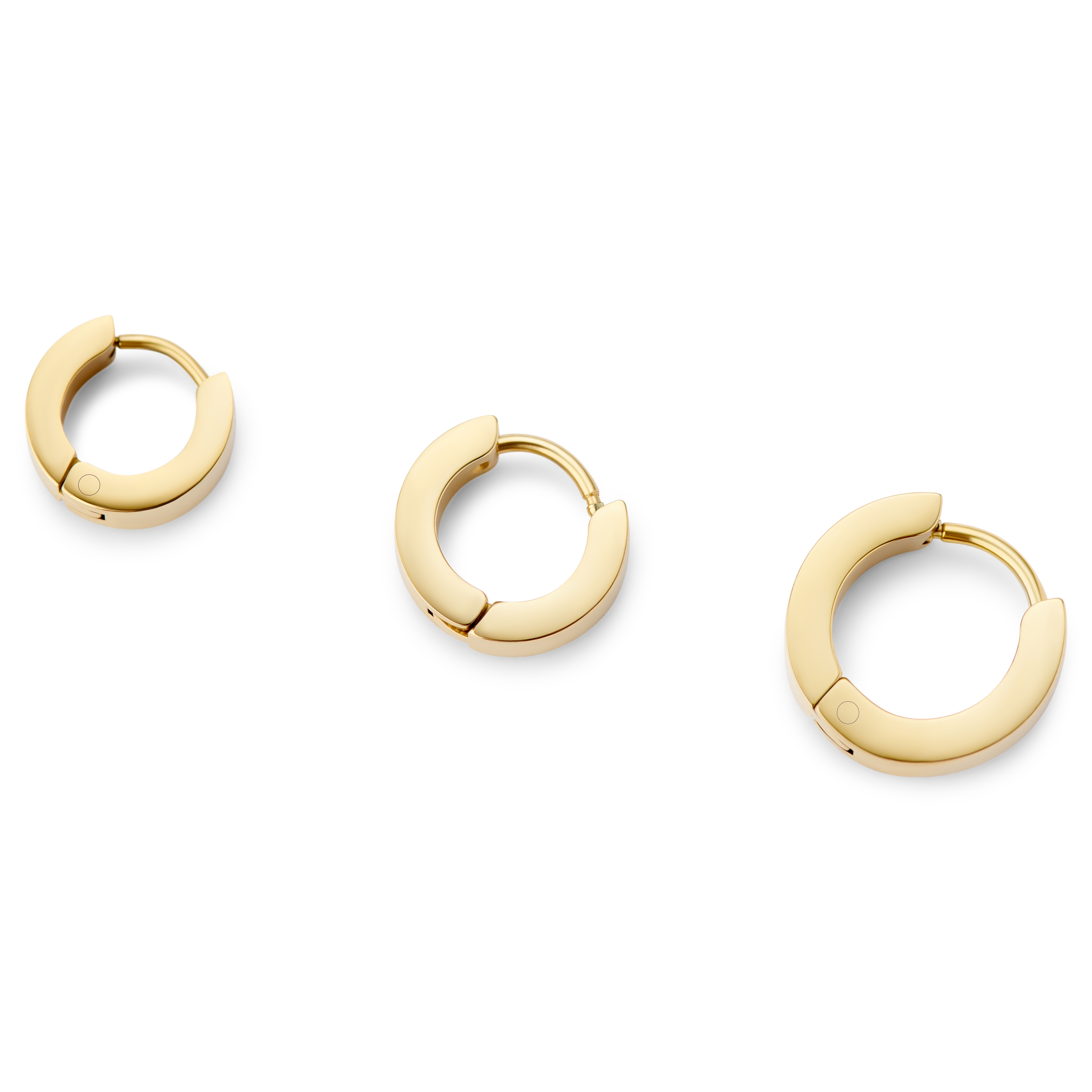 Huggie | Boucle d'oreille anneau à profil plat en acier chirurgical 8 mm doré - 3