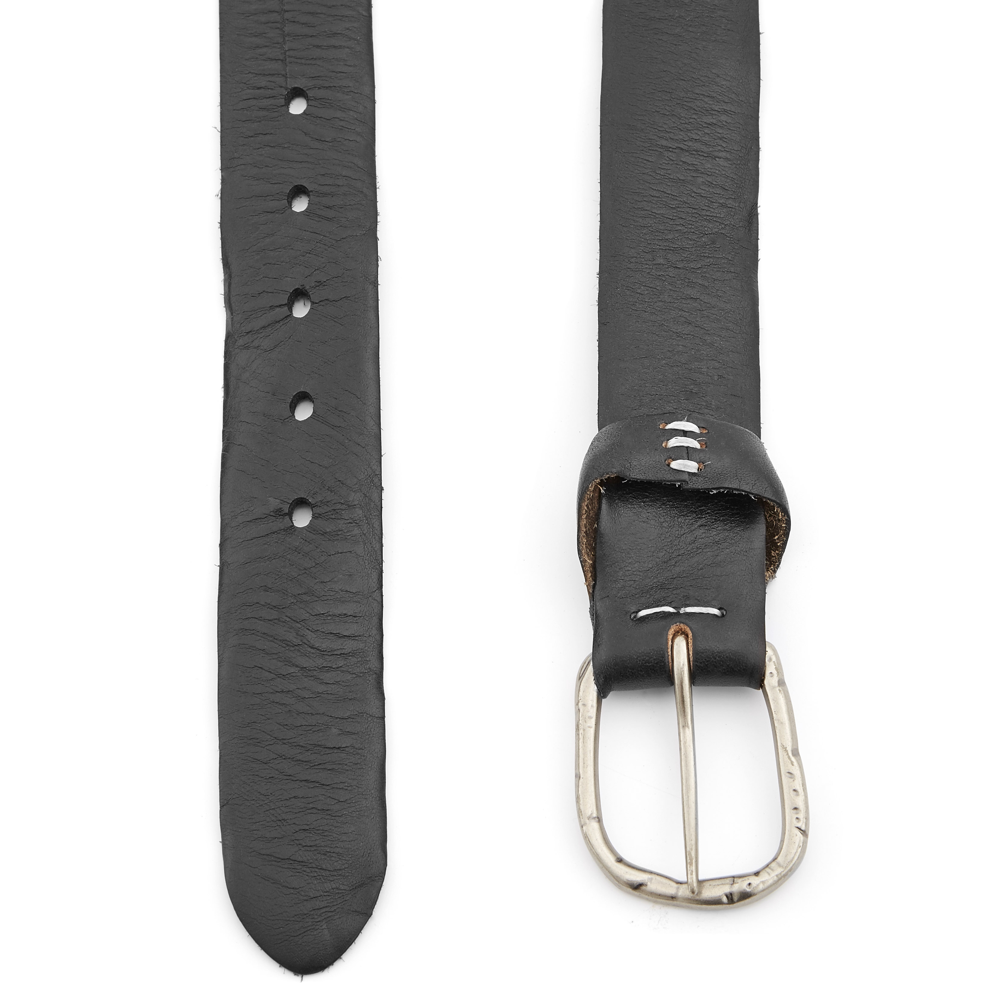 Asymetrický čierny kožený opasok - 2