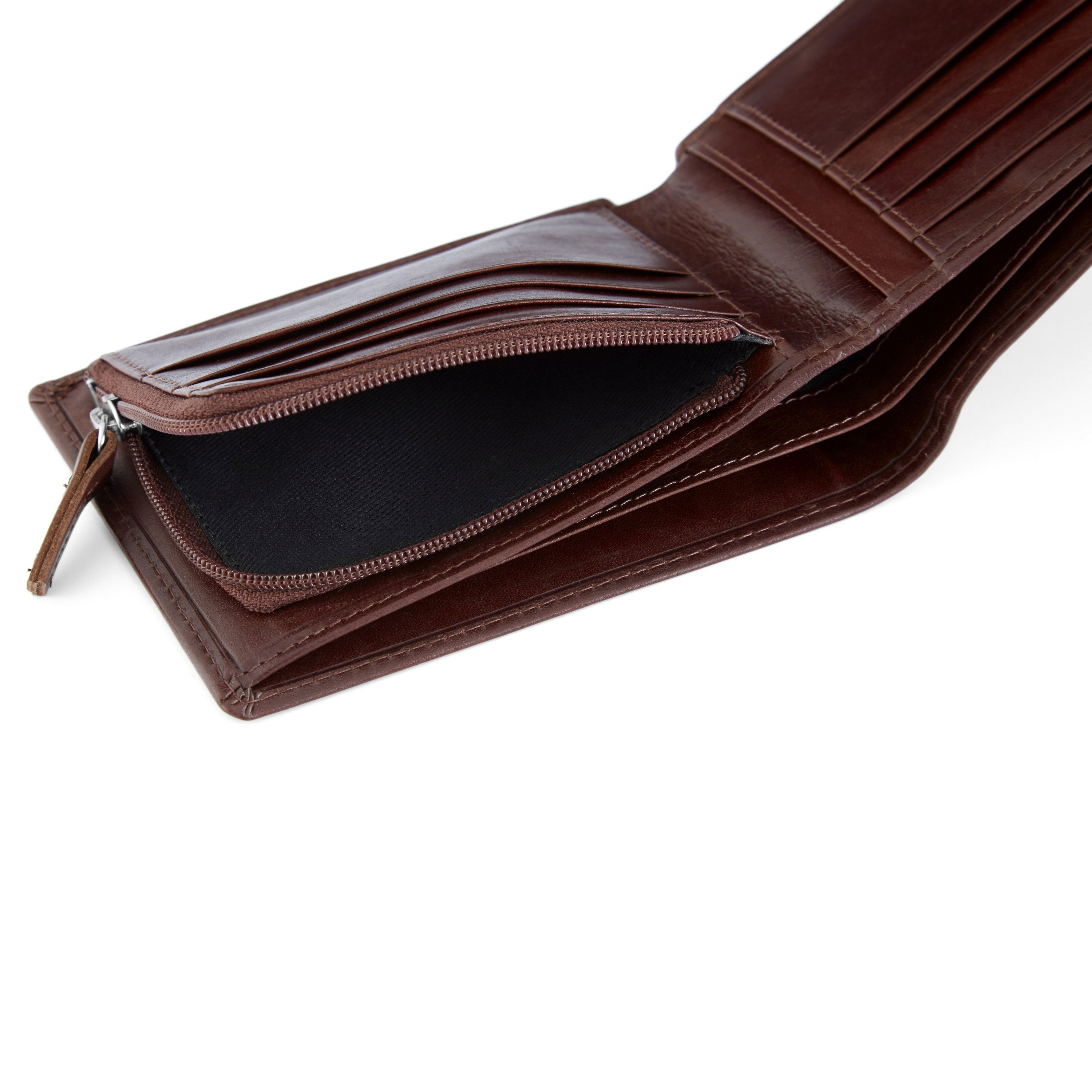 Brown Inside Zip Jasper Leather Wallet - 7