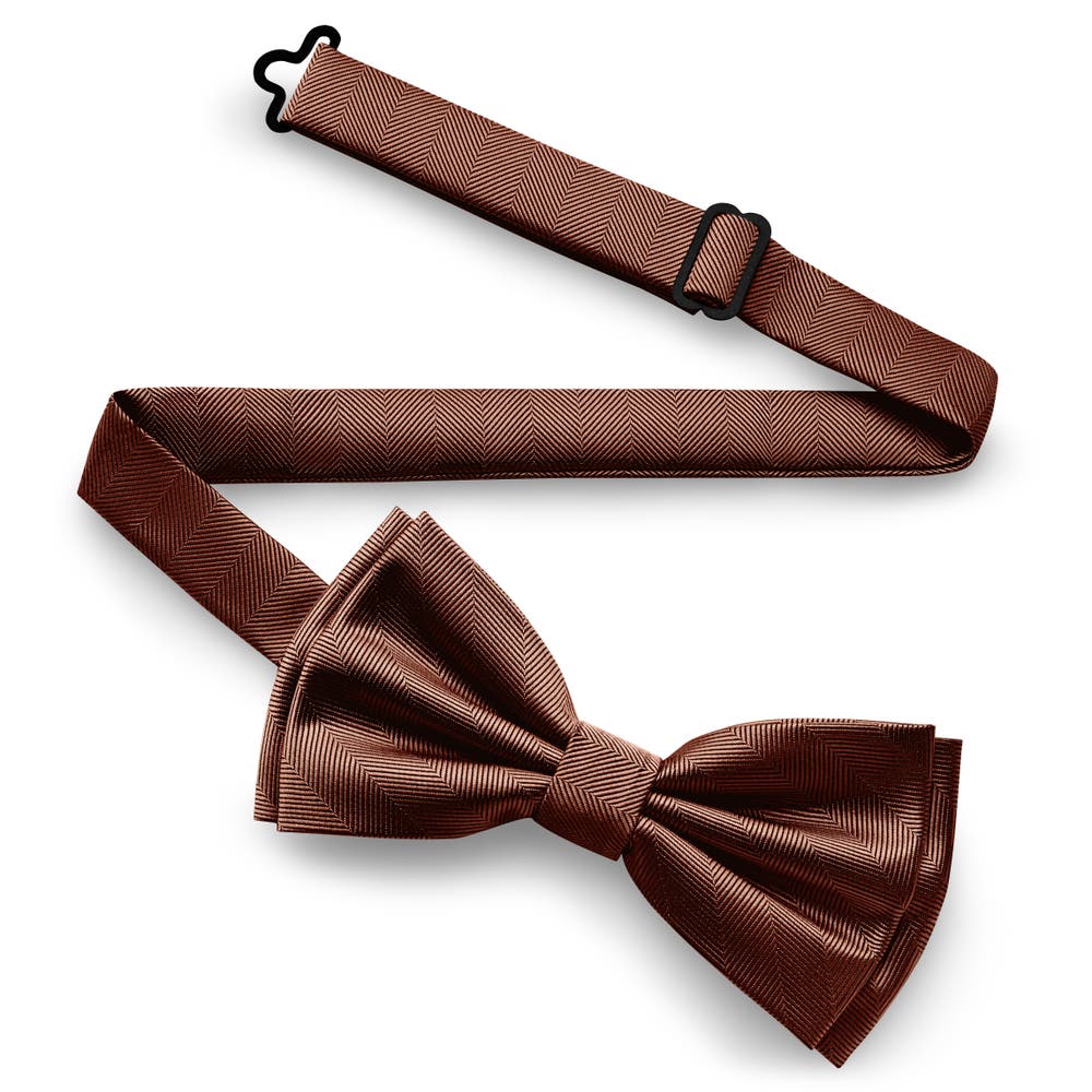 hover: Terracotta Pre-Tied Herringbone Bow Tie hover: Terracotta Pre-Tied Herringbone Bow Tie