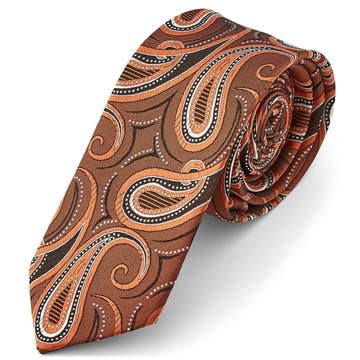 Terracotta Paisley Pattern Polyester Tie