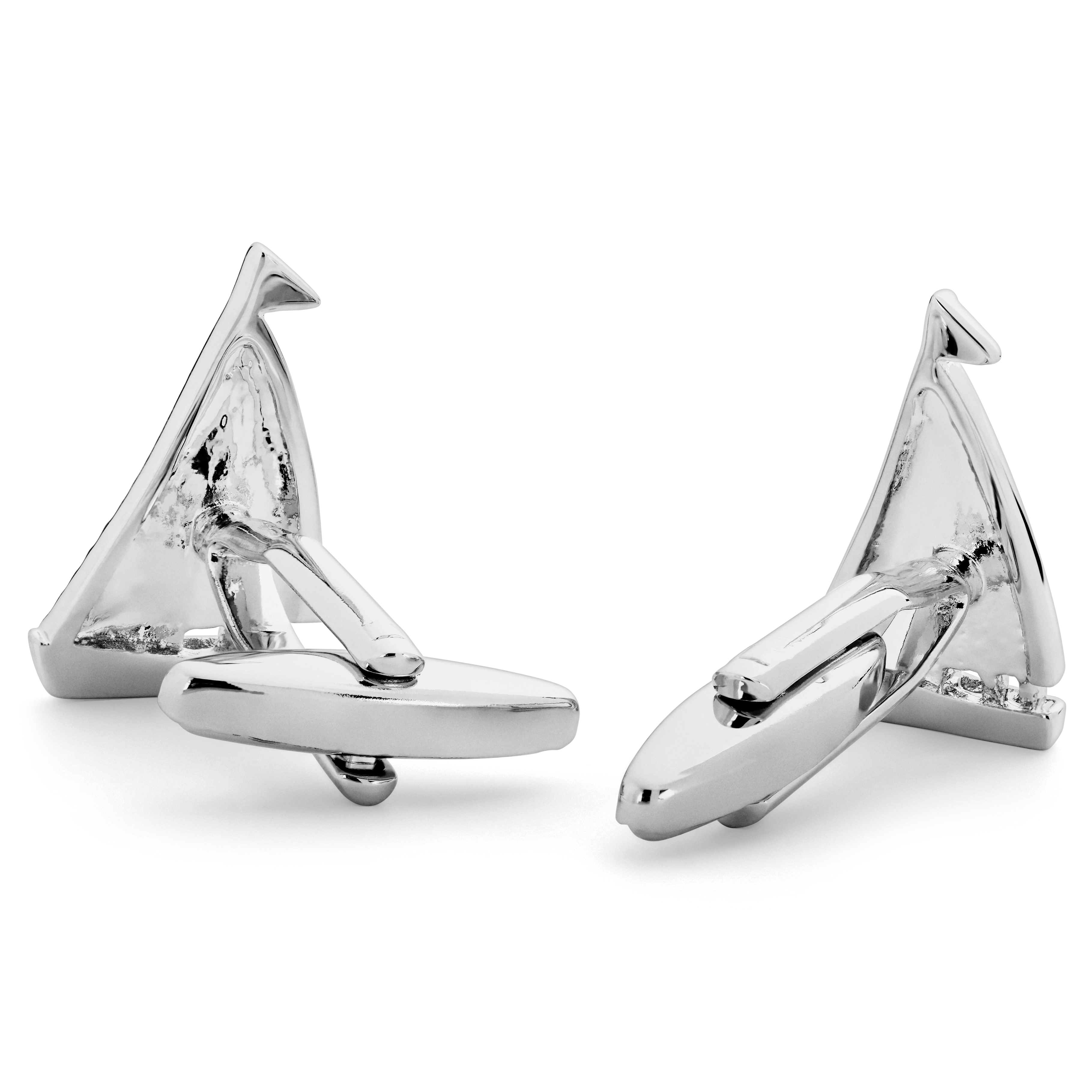 Pelagis | Silver-Tone Boat Cufflinks - 2