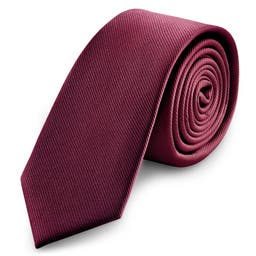 6 cm burgundowy wąski krawat rypsowy
