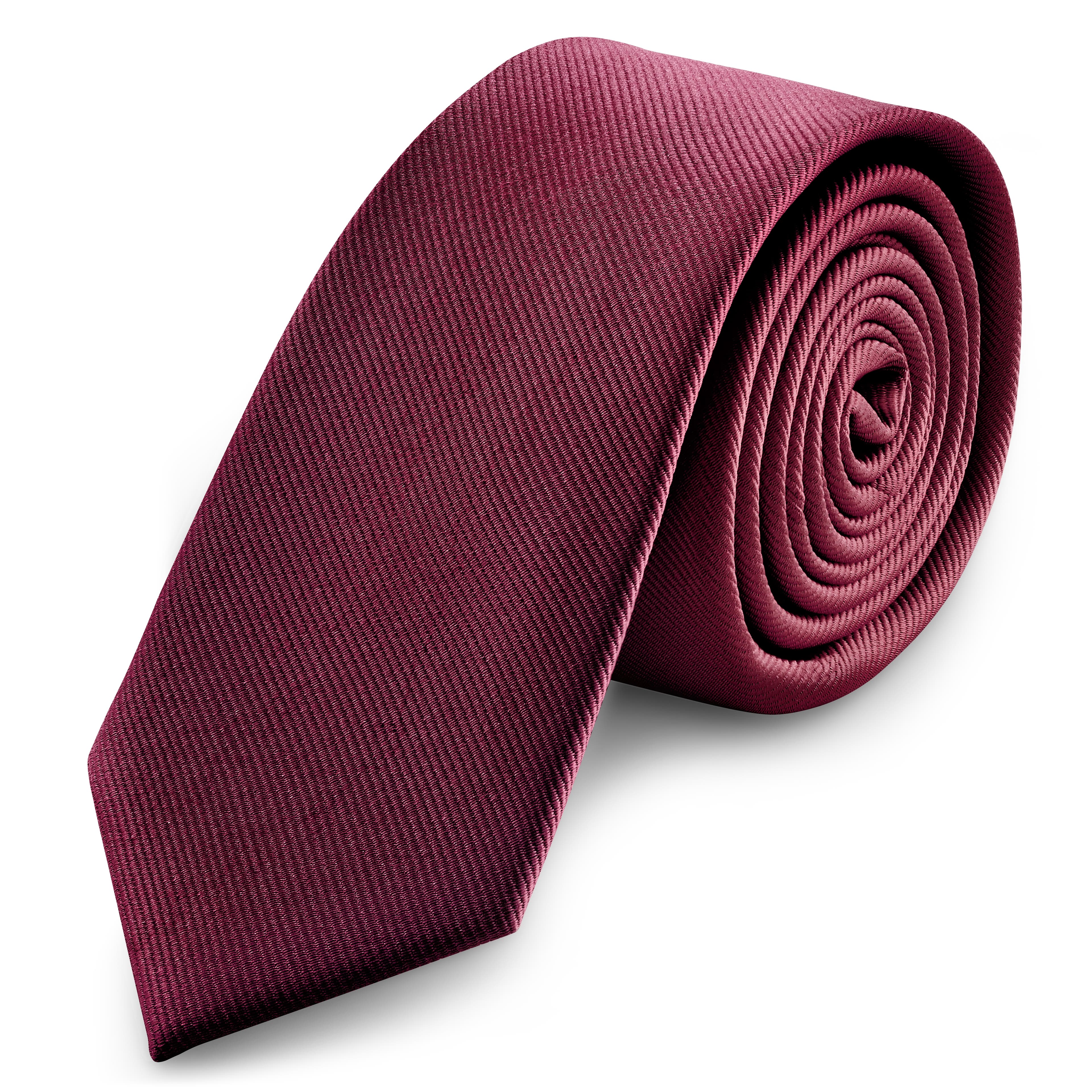 Cravate slim en gros grain de 6 cm de couleur bourgogne