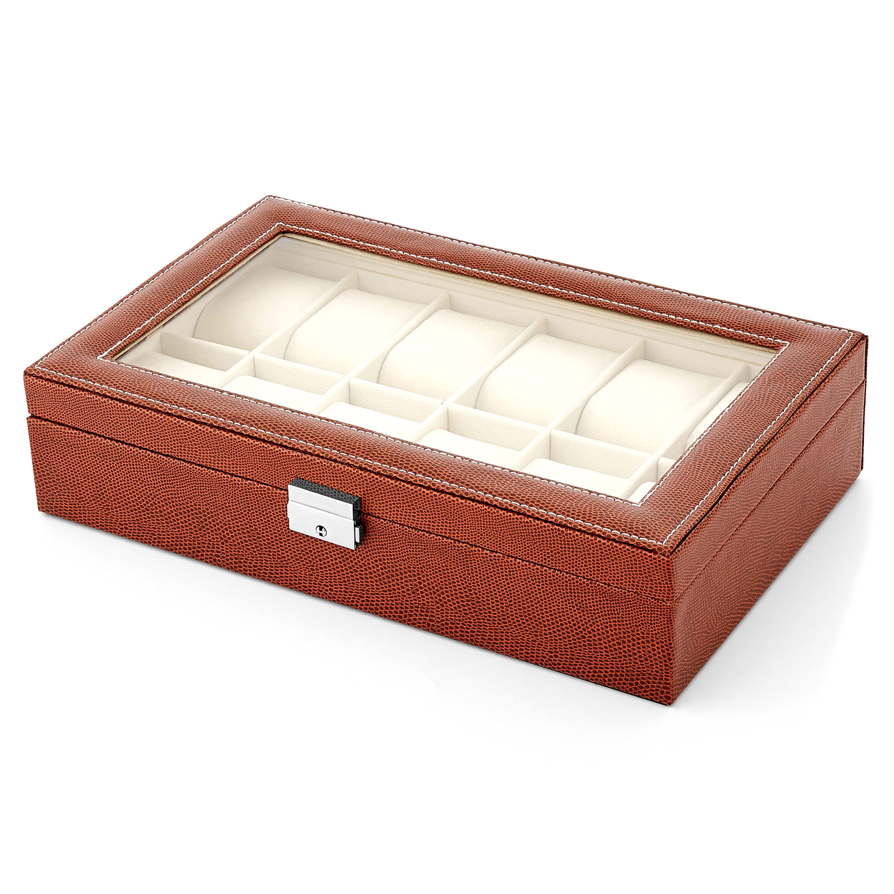 Roodbruine Horlogekast van Slangenleer - 12 Horloges - 1