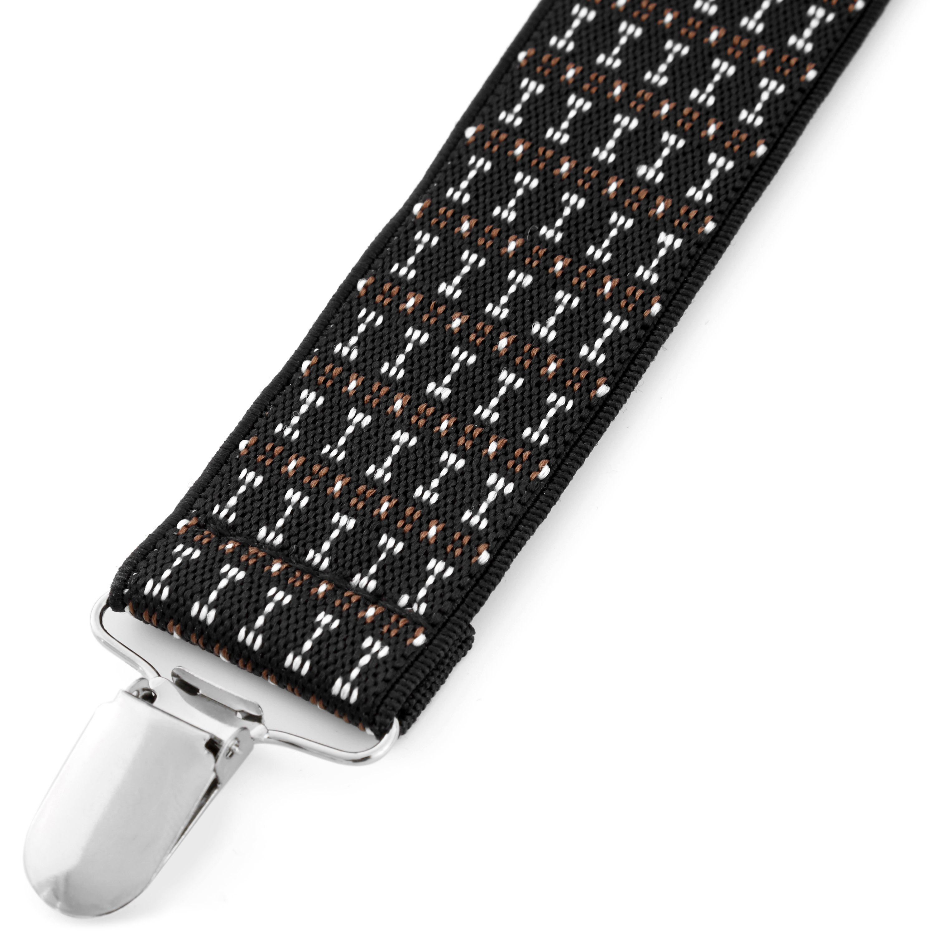 Black & White Binary Stitched Pattern Suspenders - 2