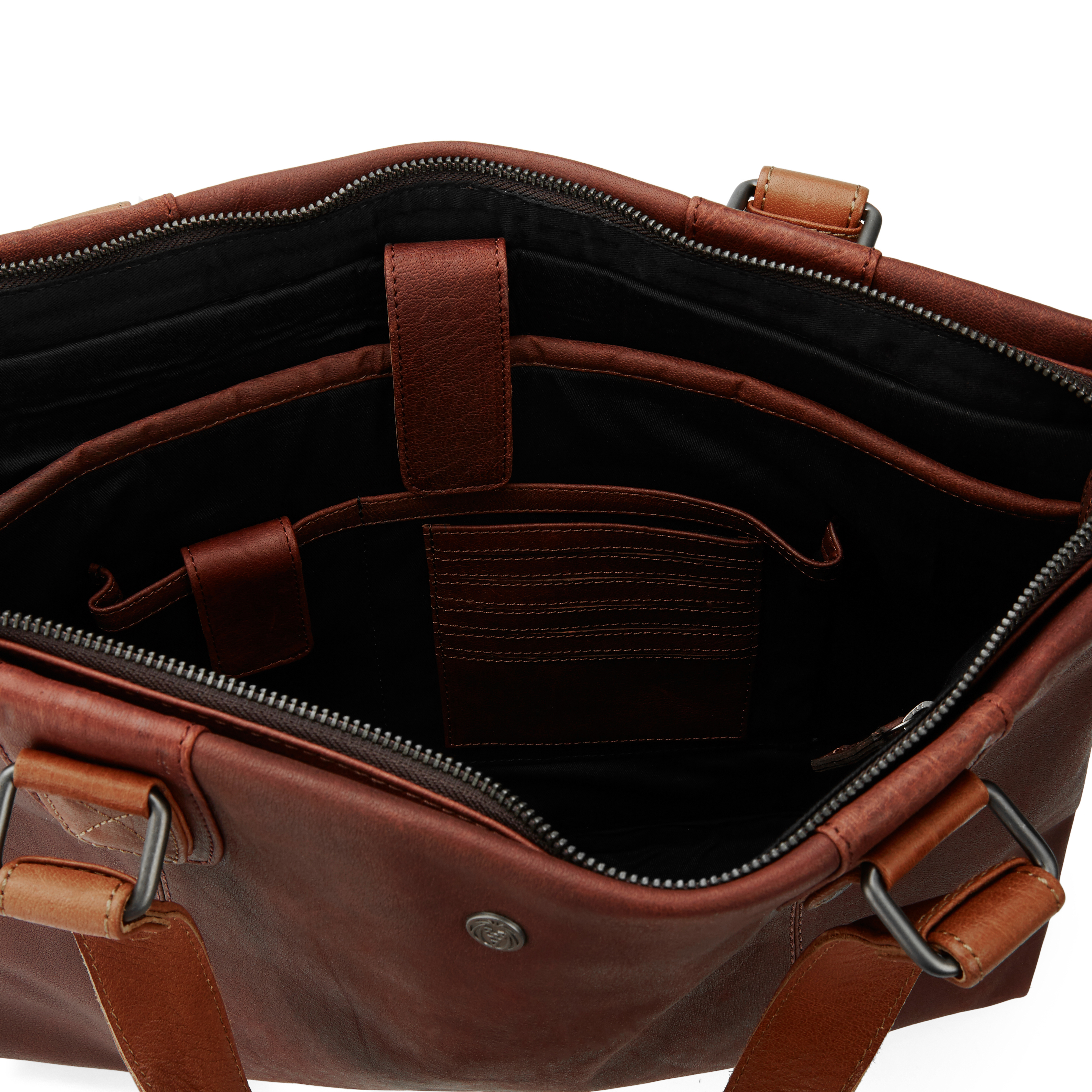 Sac en cuir marron et havane Oxford Classic - 7