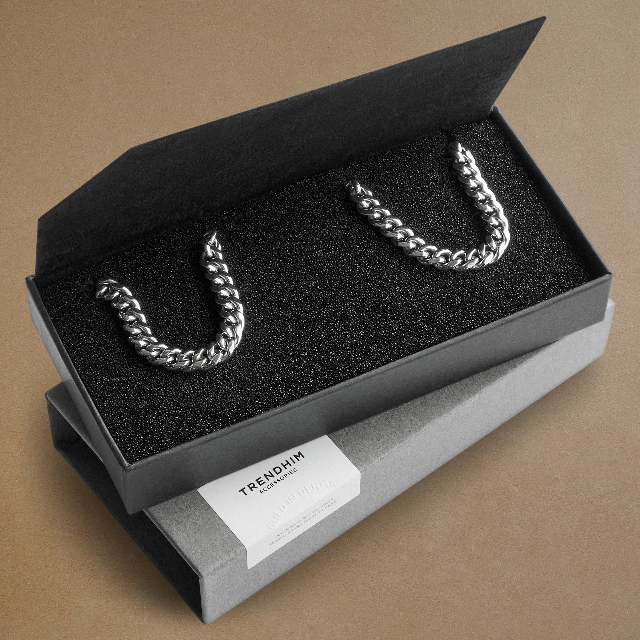 Pulsera L y collar de 50 cm | Caja de regalo con cadena de acero de 6 mm - 3