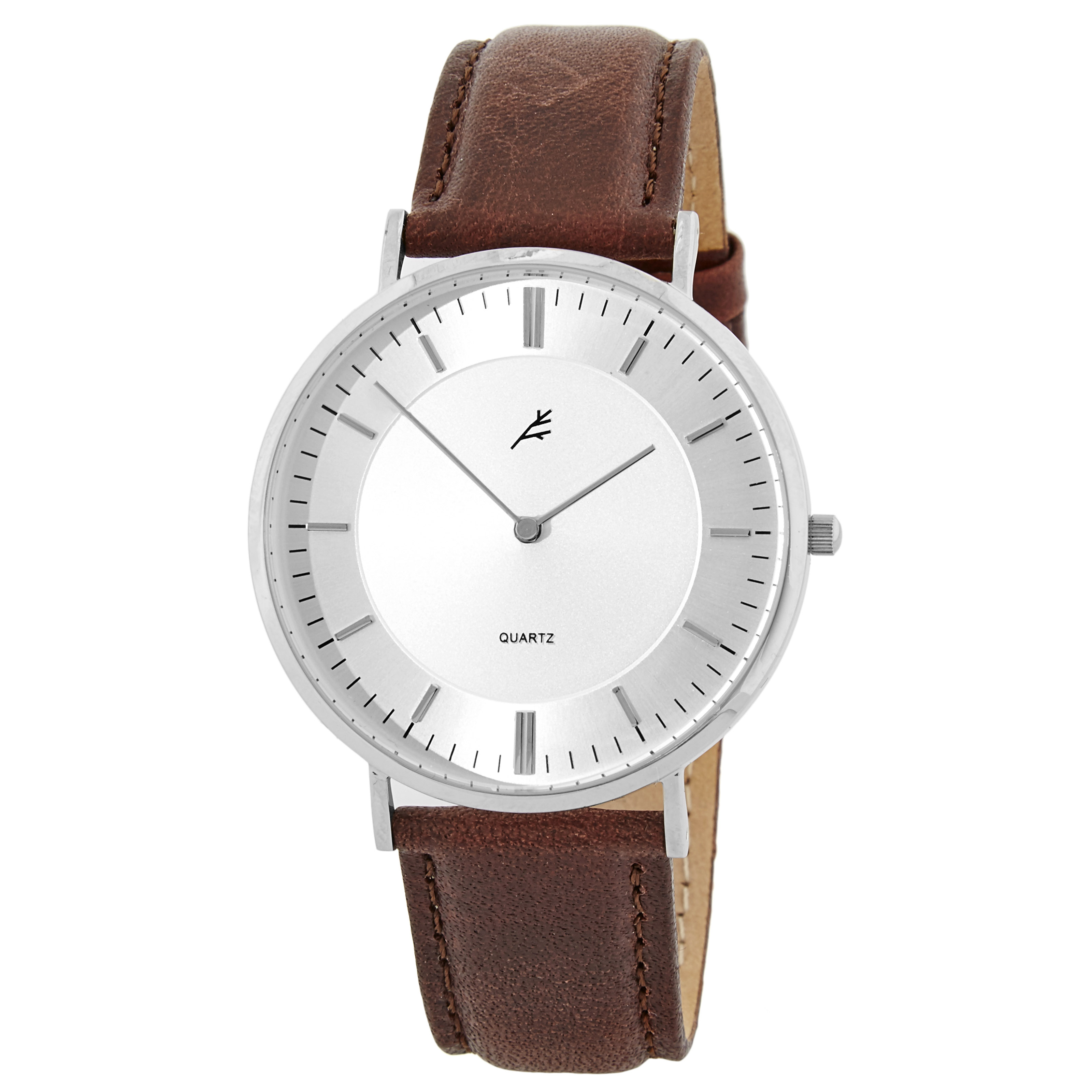 Silver & Brown Nivil Watch - 1