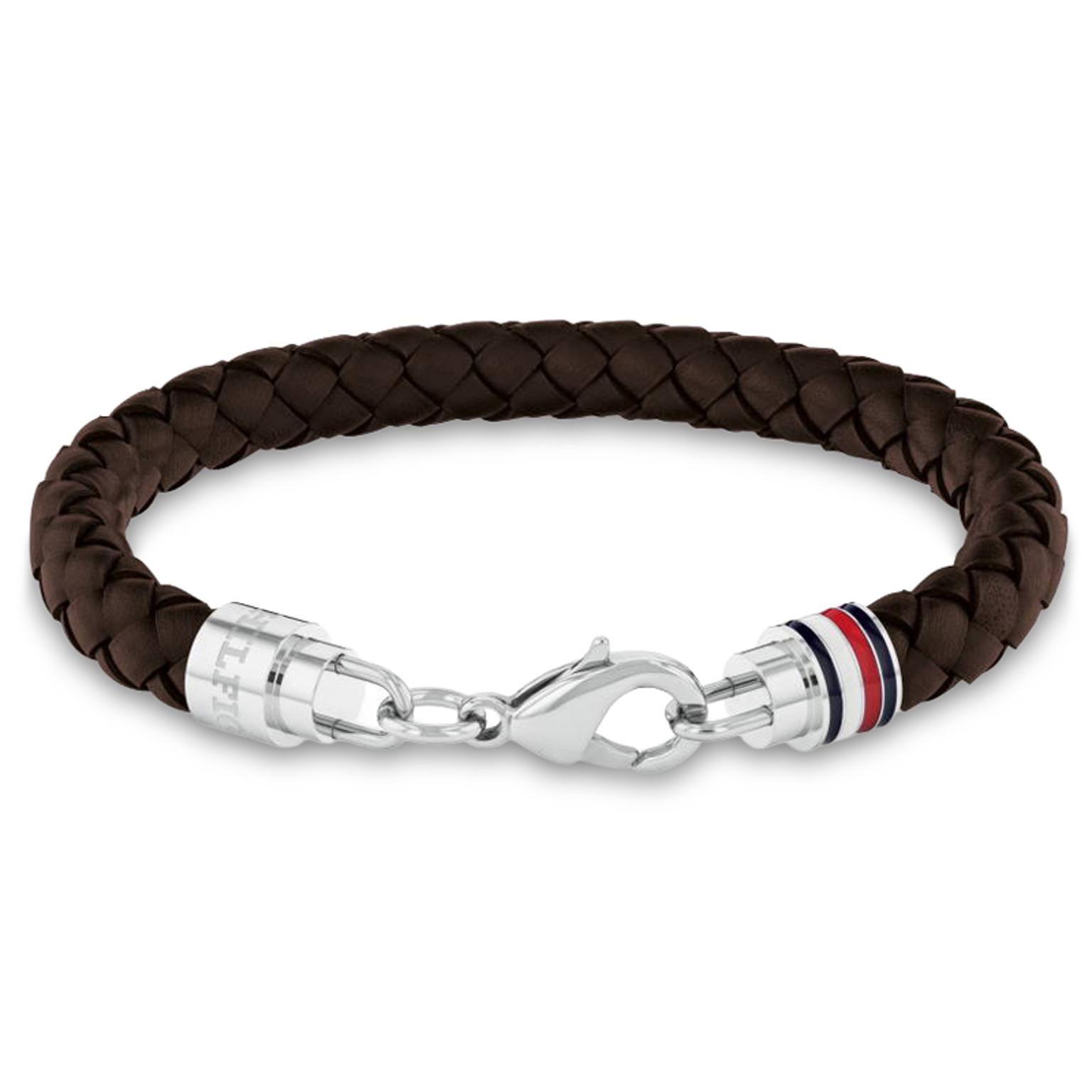 Brown TOMMY HILFIGER Iconic TH Braided Leather Bracelet Brown TOMMY HILFIGER Iconic TH Braided Leather Bracelet