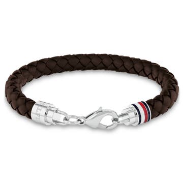 Brown TOMMY HILFIGER Iconic TH Braided Leather Bracelet Brown TOMMY HILFIGER Iconic TH Braided Leather Bracelet
