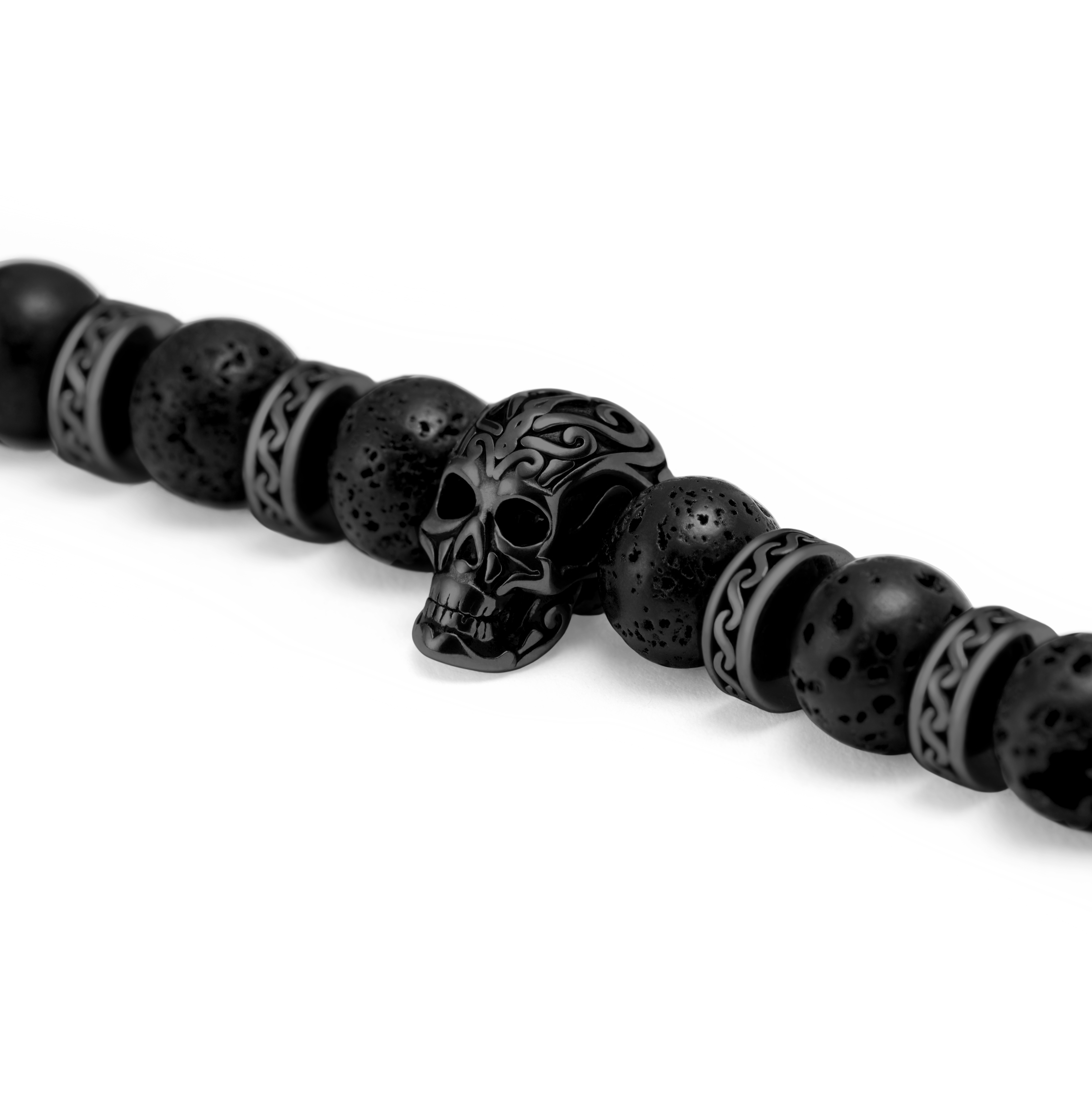 Rico Black Lava Rock and Onyx Skull Bracelets - 5