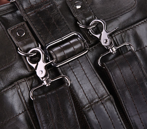 Shiver Olive Green Leather Backpack - 3