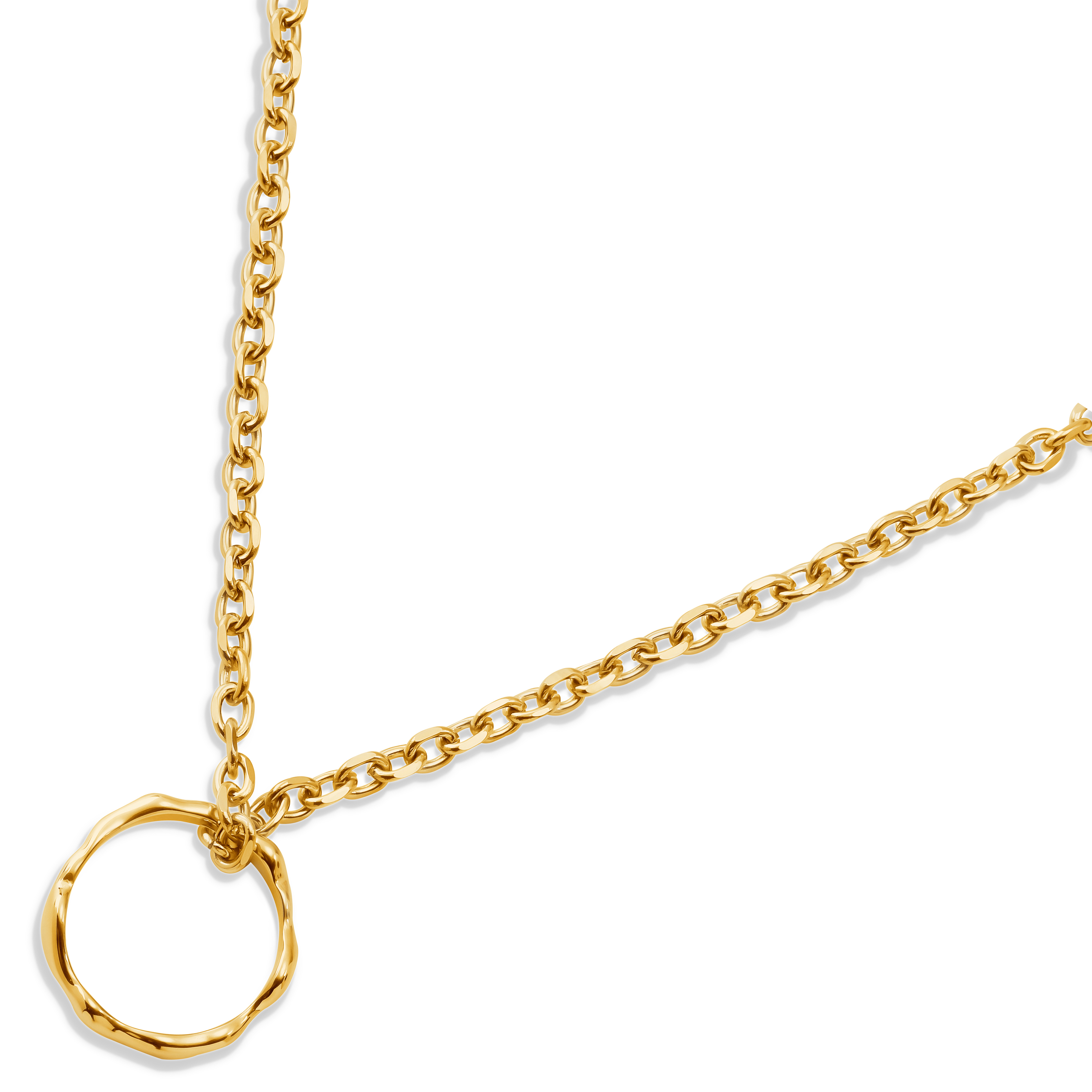 Magma | Verižica iz nerjavečega jekla zlate barve z valovitim obročkom, širina 4 mm
 - 2