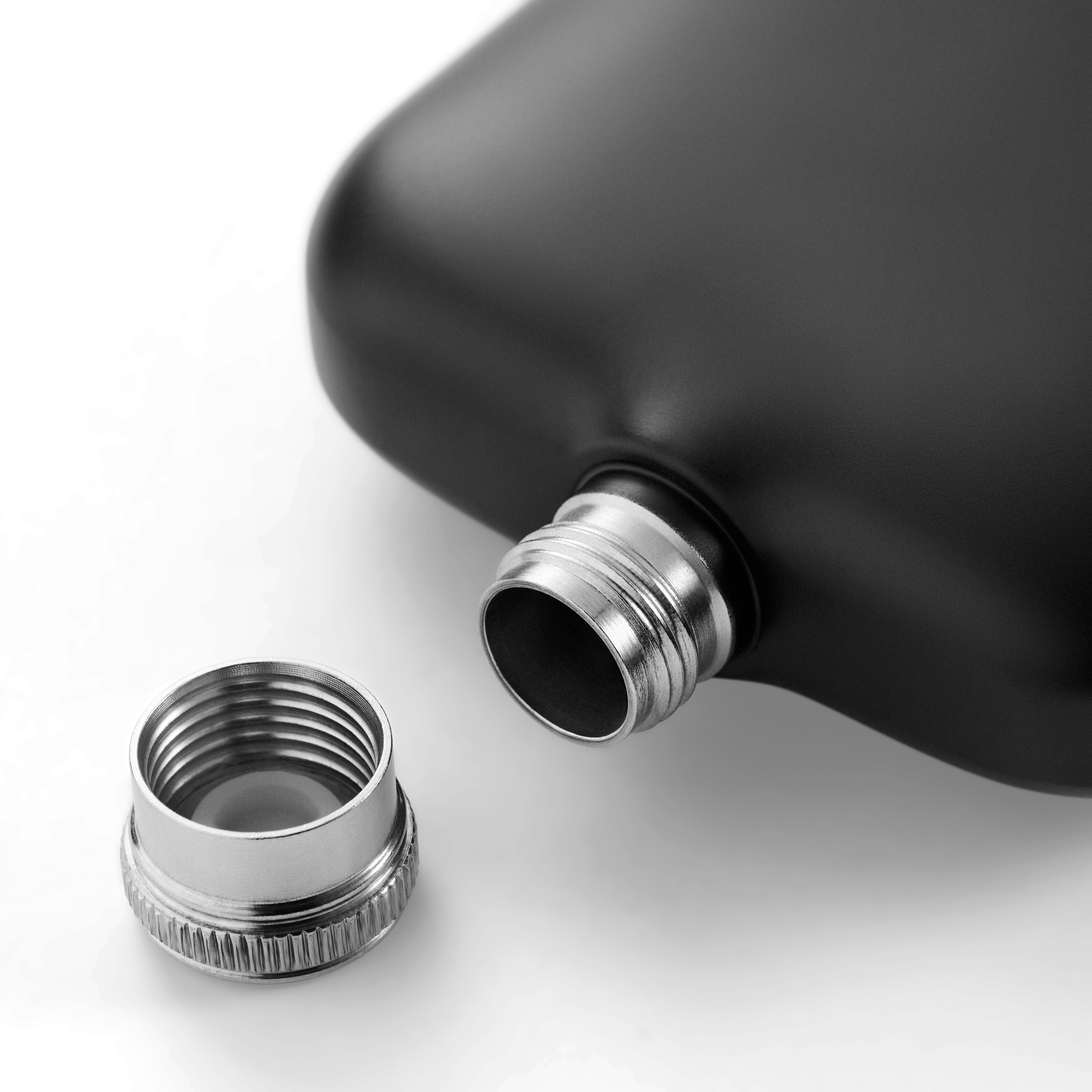 Black Stainless Steel Hip Flask and Shot Glass Set - 3